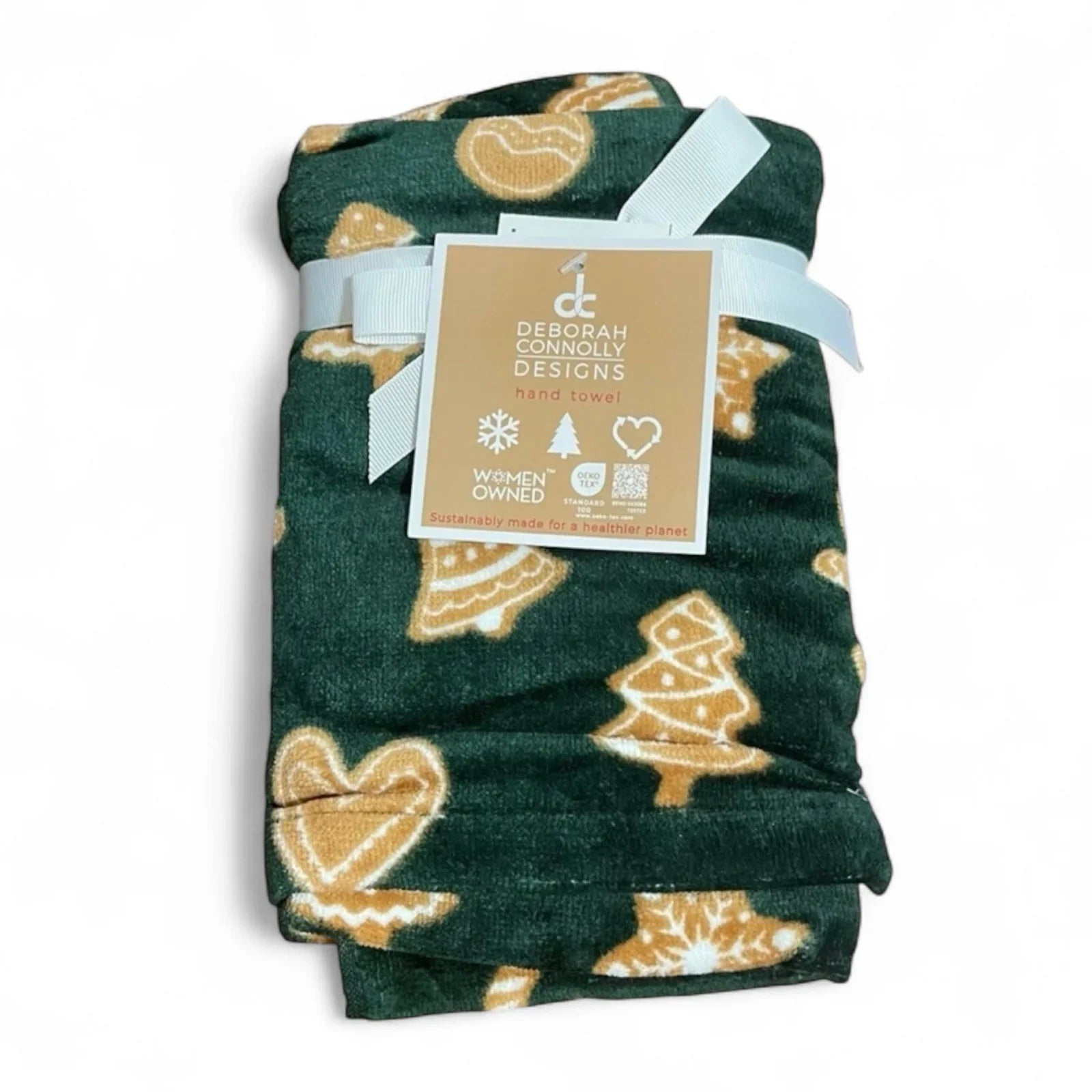 HFT Deborah Connolly Gingerbread Man Bath Towel Set 4PC Cotton Velour Christmas - Trendiez U ♥