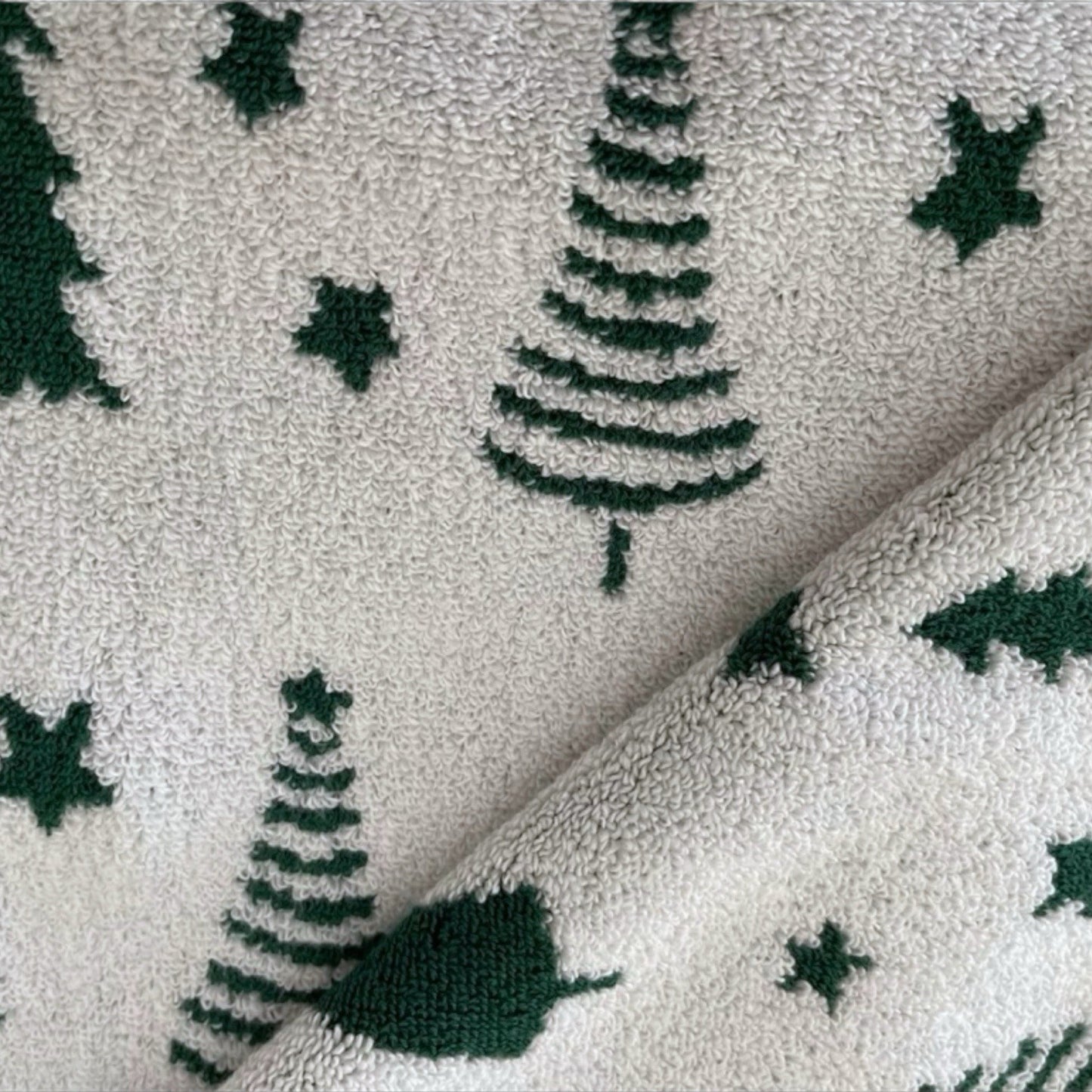 HTF Christmas Towel Set 4pc Green/White Embroidered North Spruce Lane Cotton - Trendiez U ♥