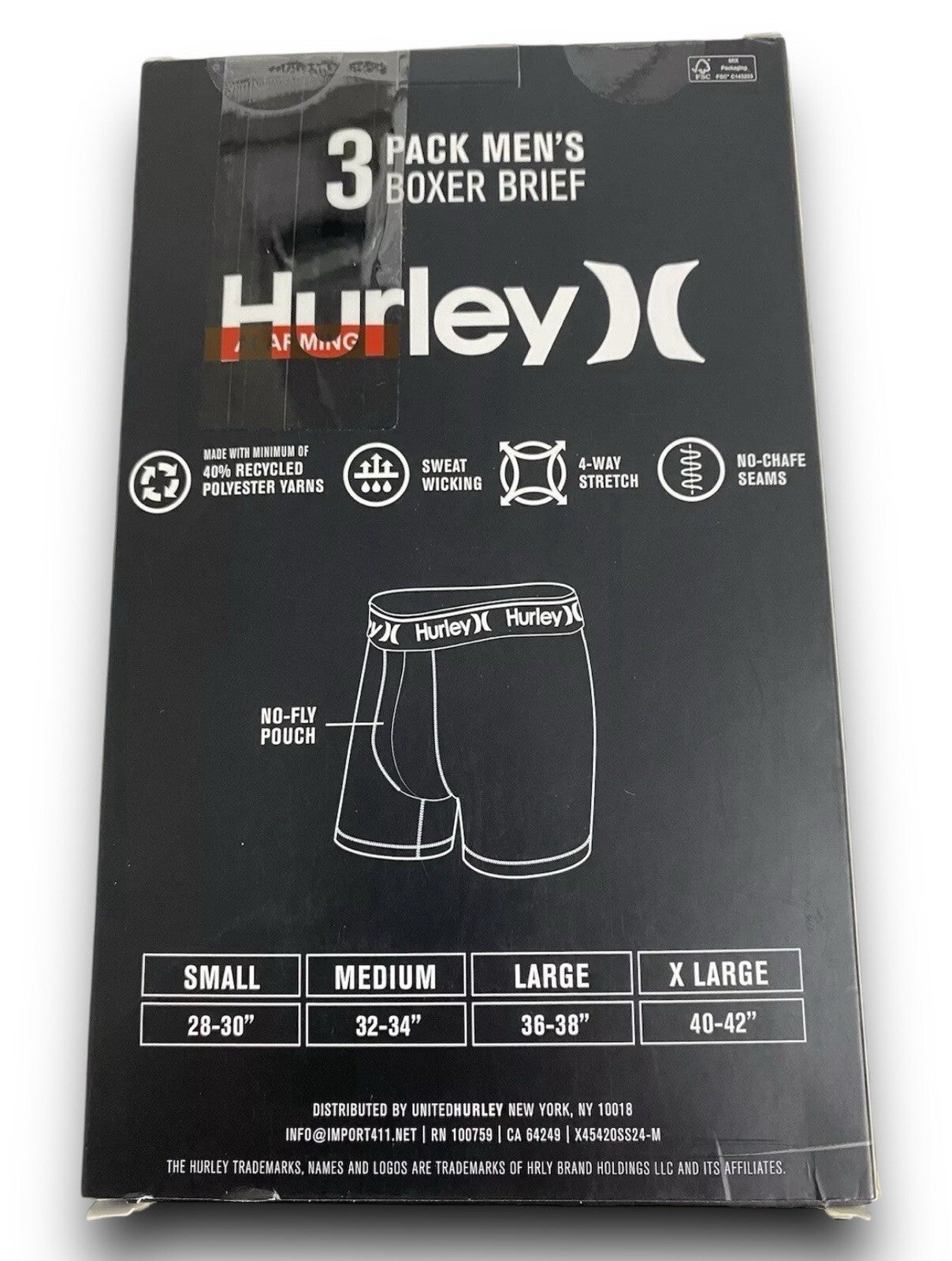 Hurley Men’s Boxer Briefs – 3-Pack Blue Regrind Stretch, Size XL - Trendiez U ♥