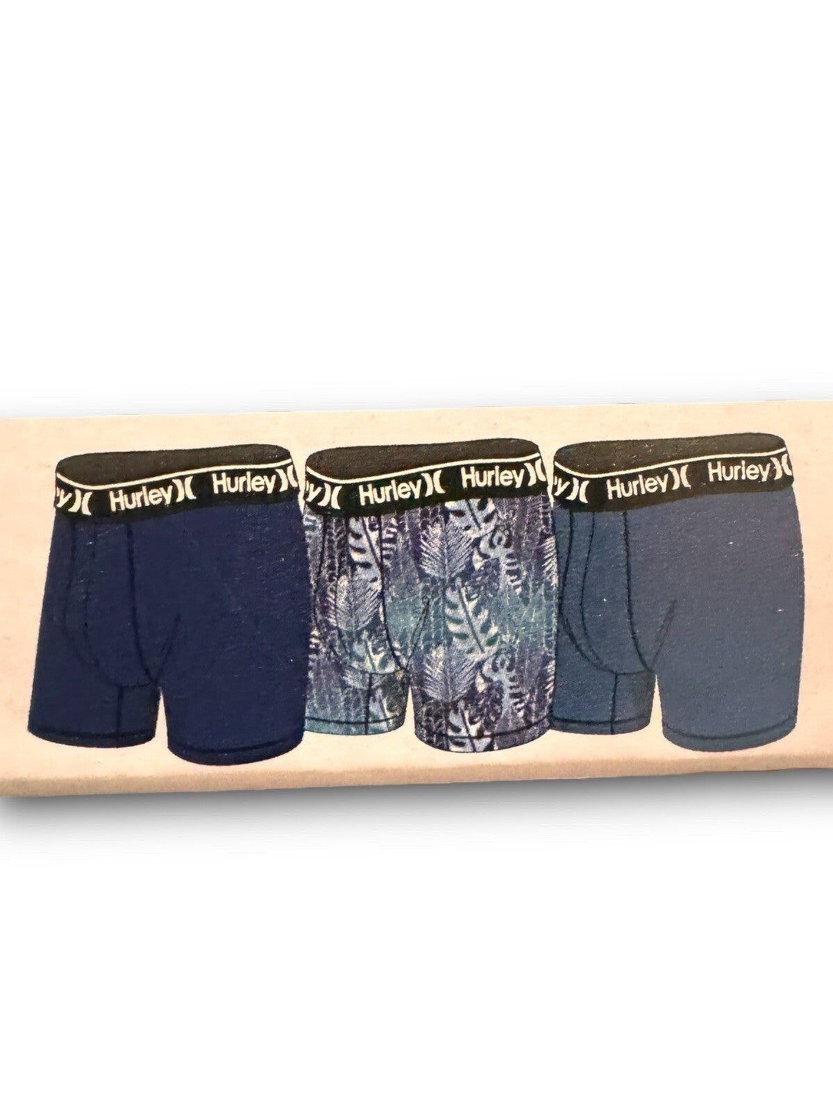 Hurley Men’s Boxer Briefs – 3-Pack Blue Regrind Stretch, Size XL - Trendiez U ♥