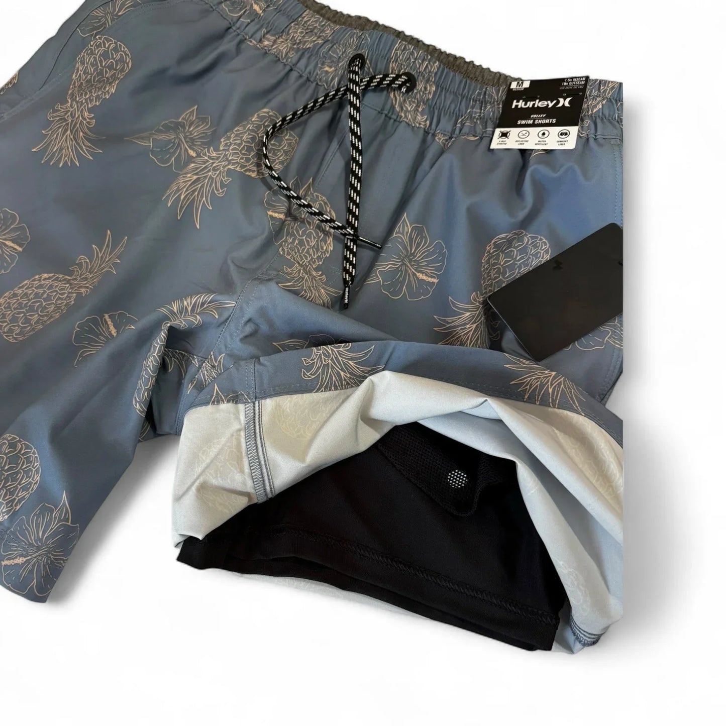 Hurley Men’s Volley Swim Shorts – Light Blue Pineapple, Medium - Trendiez U ♥