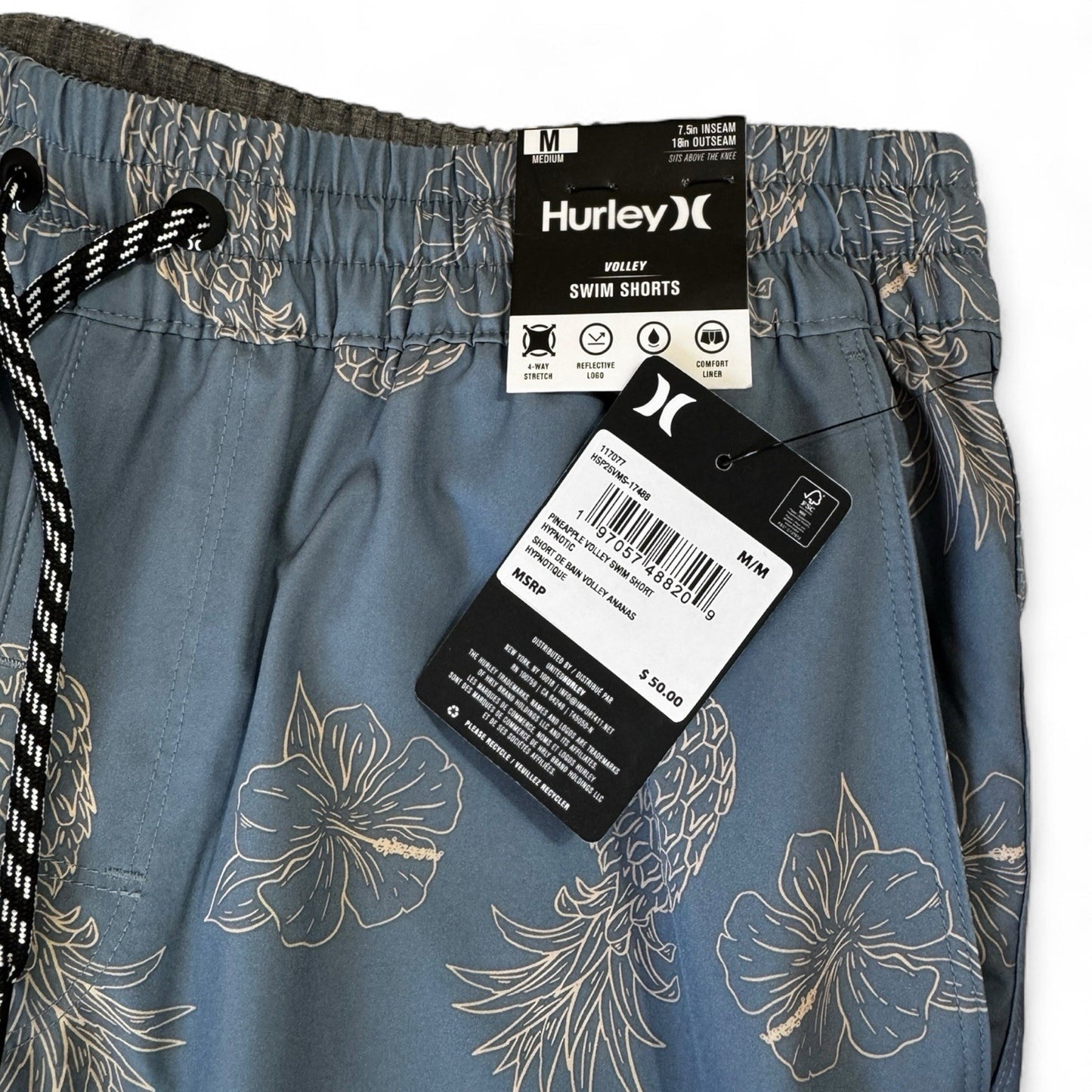 Hurley Men’s Volley Swim Shorts – Light Blue Pineapple, Medium - Trendiez U ♥