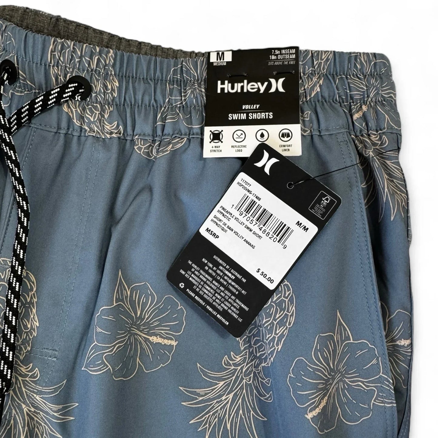 Hurley Men’s Volley Swim Shorts – Light Blue Pineapple, Medium - Trendiez U ♥