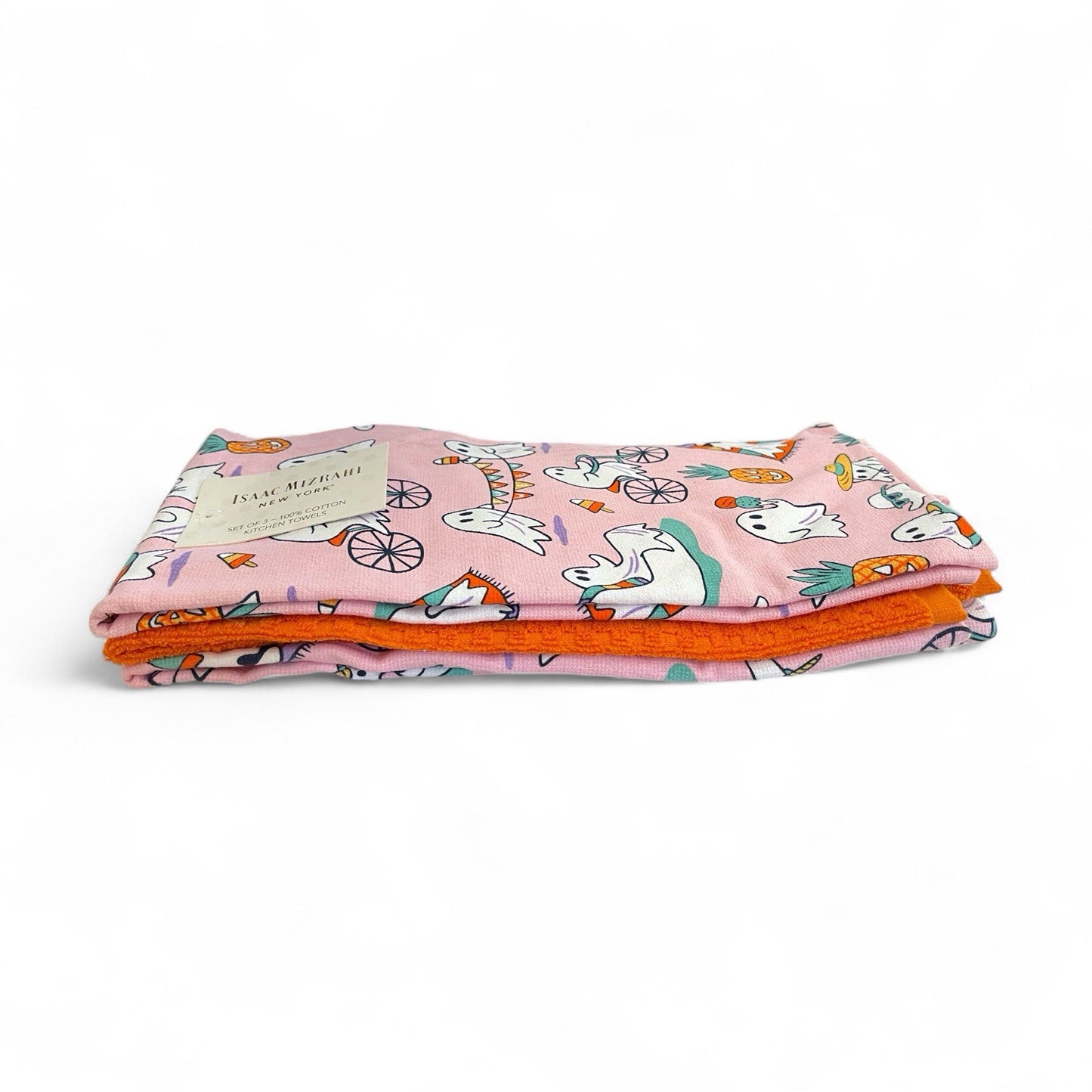 Isaac Mizrahi Halloween Pink Kitchen Towels 3-Piece Ghosts Summerween - Trendiez U ♥