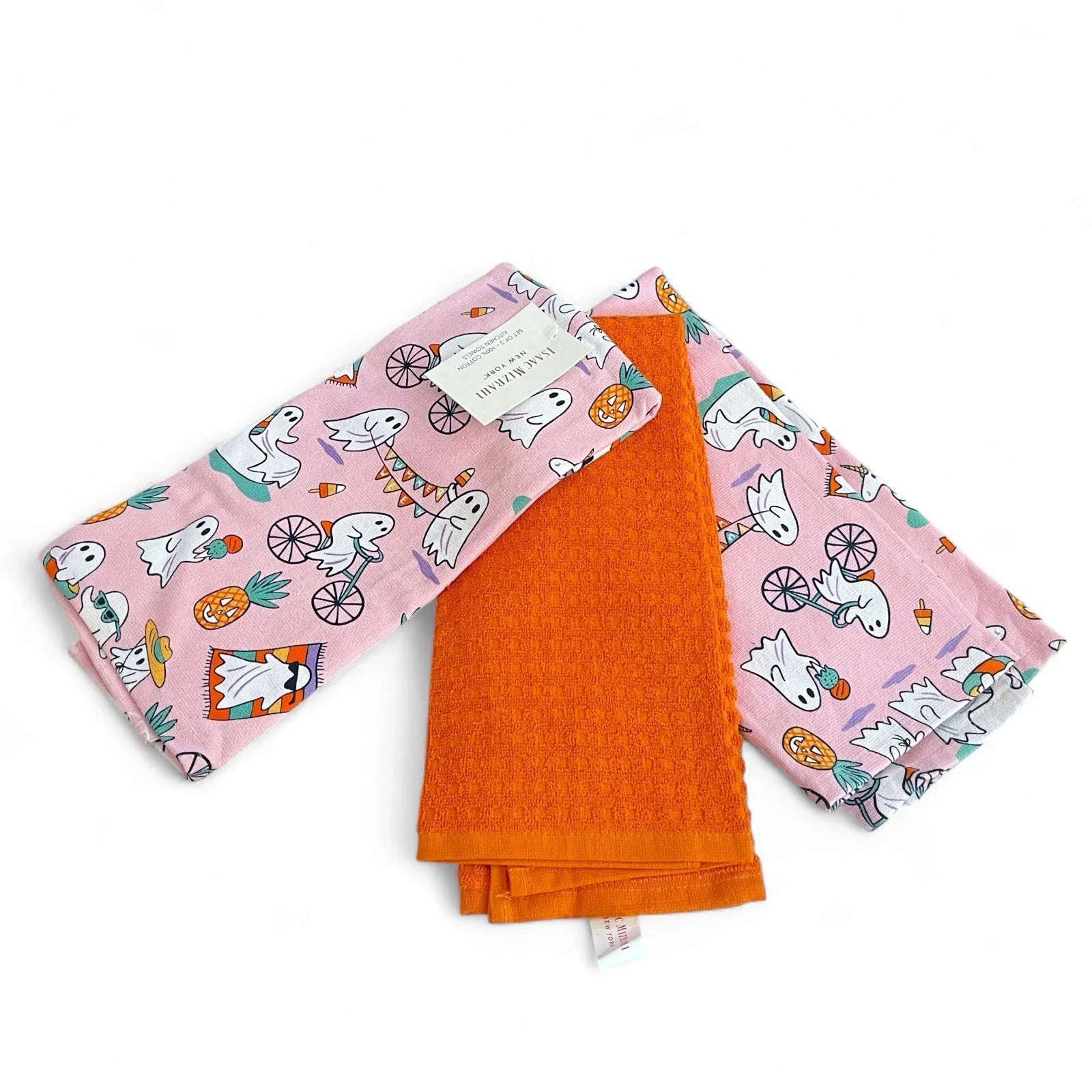Isaac Mizrahi Halloween Pink Kitchen Towels 3-Piece Ghosts Summerween - Trendiez U ♥