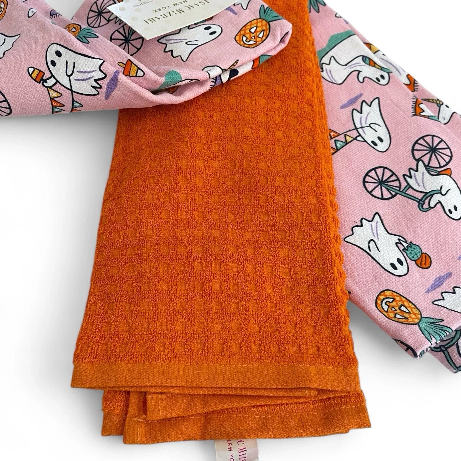 Isaac Mizrahi Halloween Pink Kitchen Towels 3-Piece Ghosts Summerween - Trendiez U ♥