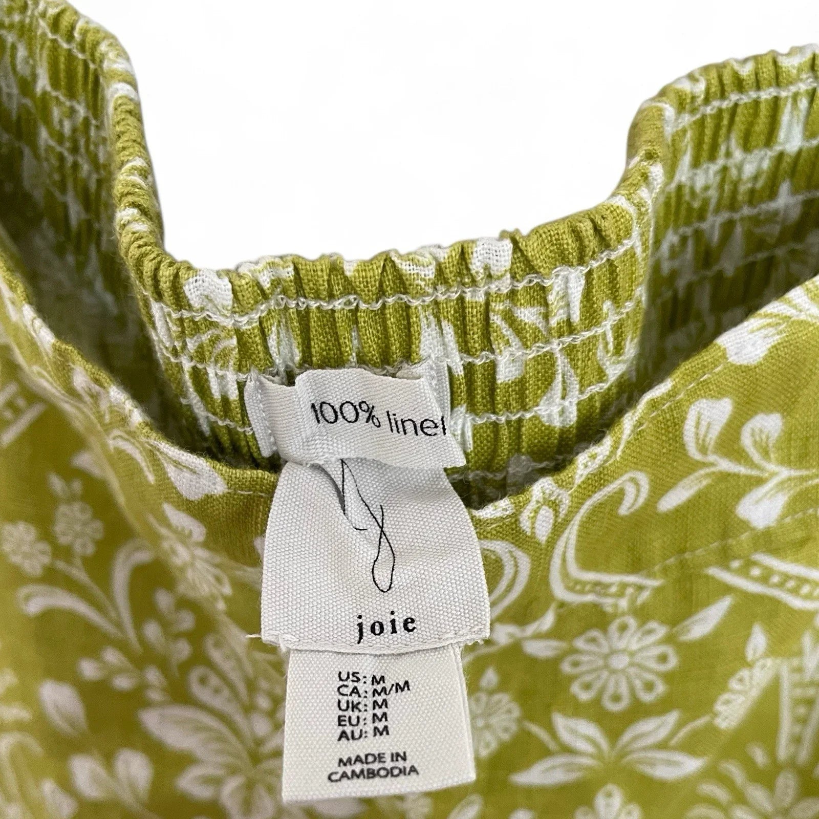 Joie Linen Wide Leg Pants Green Floral Size M High Rise Resort Beach NEW - Trendiez U ♥