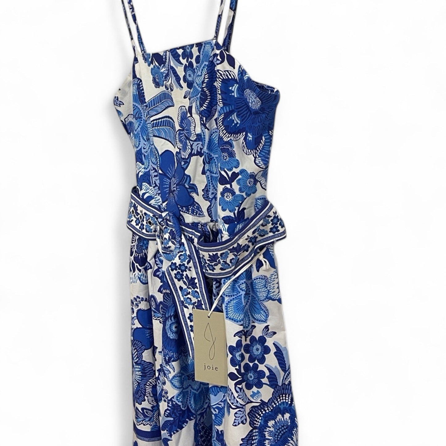 JOIE Women’s Floral Dress – Blue & White Belted, Size 8 - Trendiez U ♥