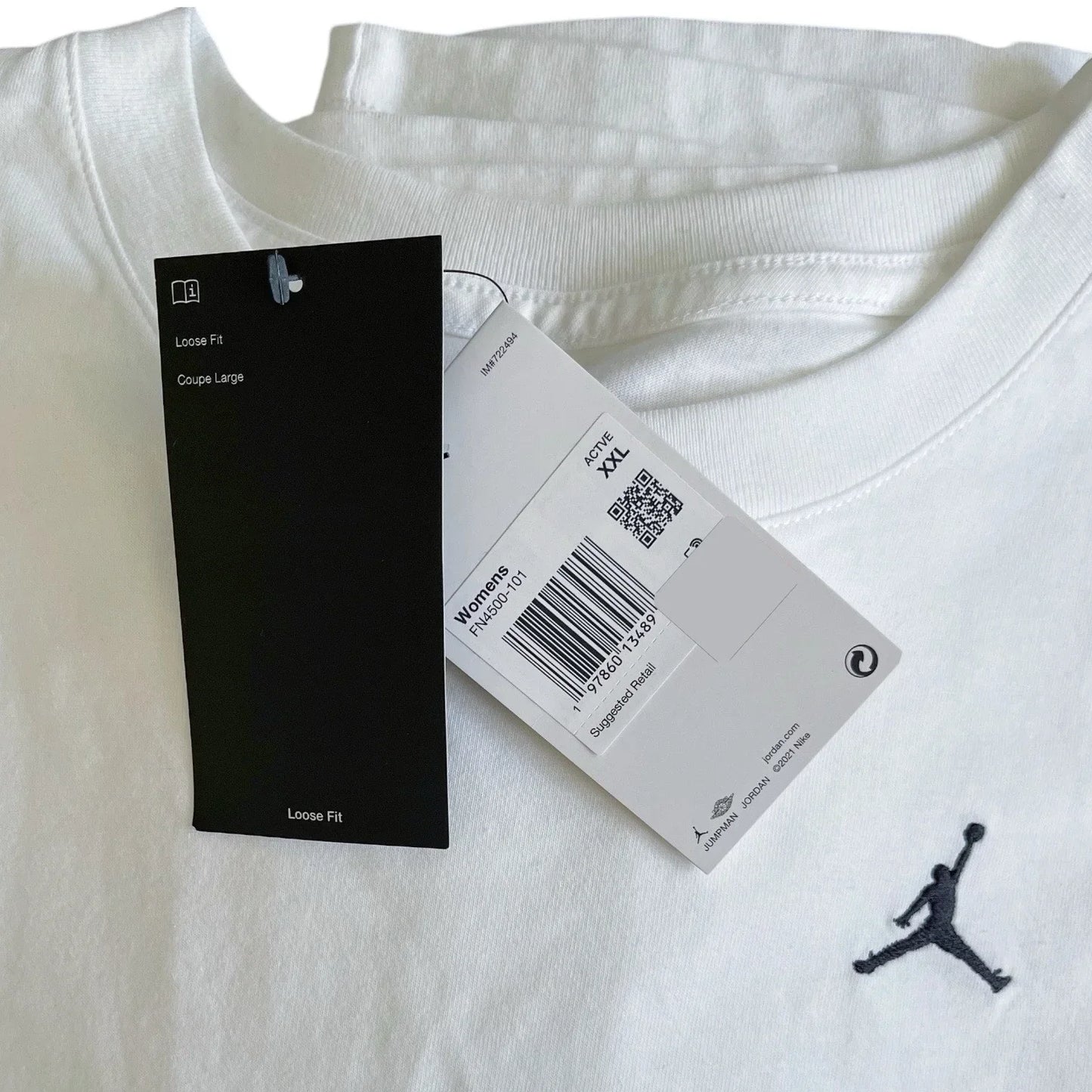 Jordan Nike Women’s White T-Shirt XXL 100% Cotton Loose Fit FN4500-101 NWT - Trendiez U ♥