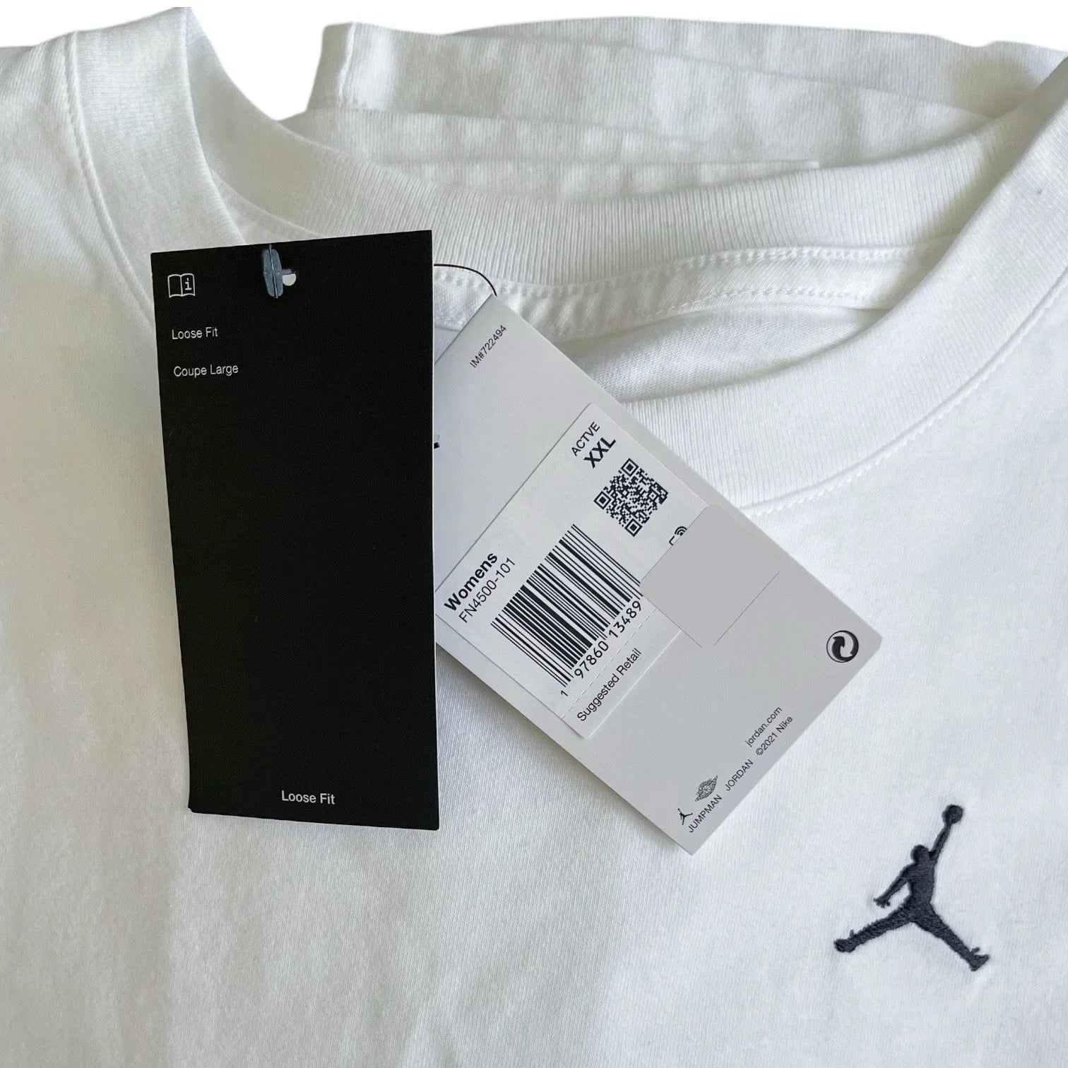 Jordan Nike Women’s White T-Shirt XXL 100% Cotton Loose Fit FN4500-101 NWT - Trendiez U ♥