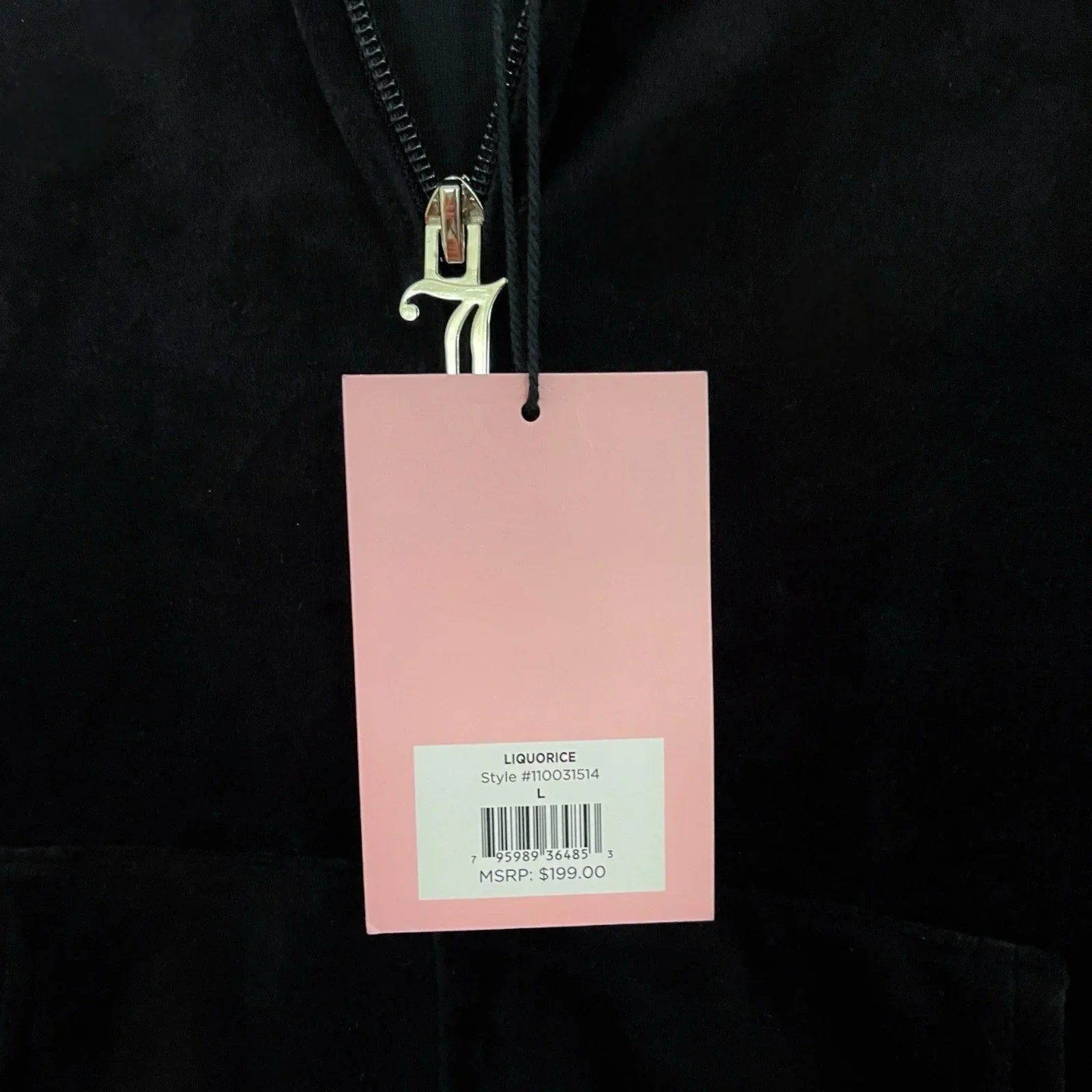 Juicy Couture Black Liquorice Velour Track Suit Tracksuit Set NWT $199 Womens L - Trendiez U ♥