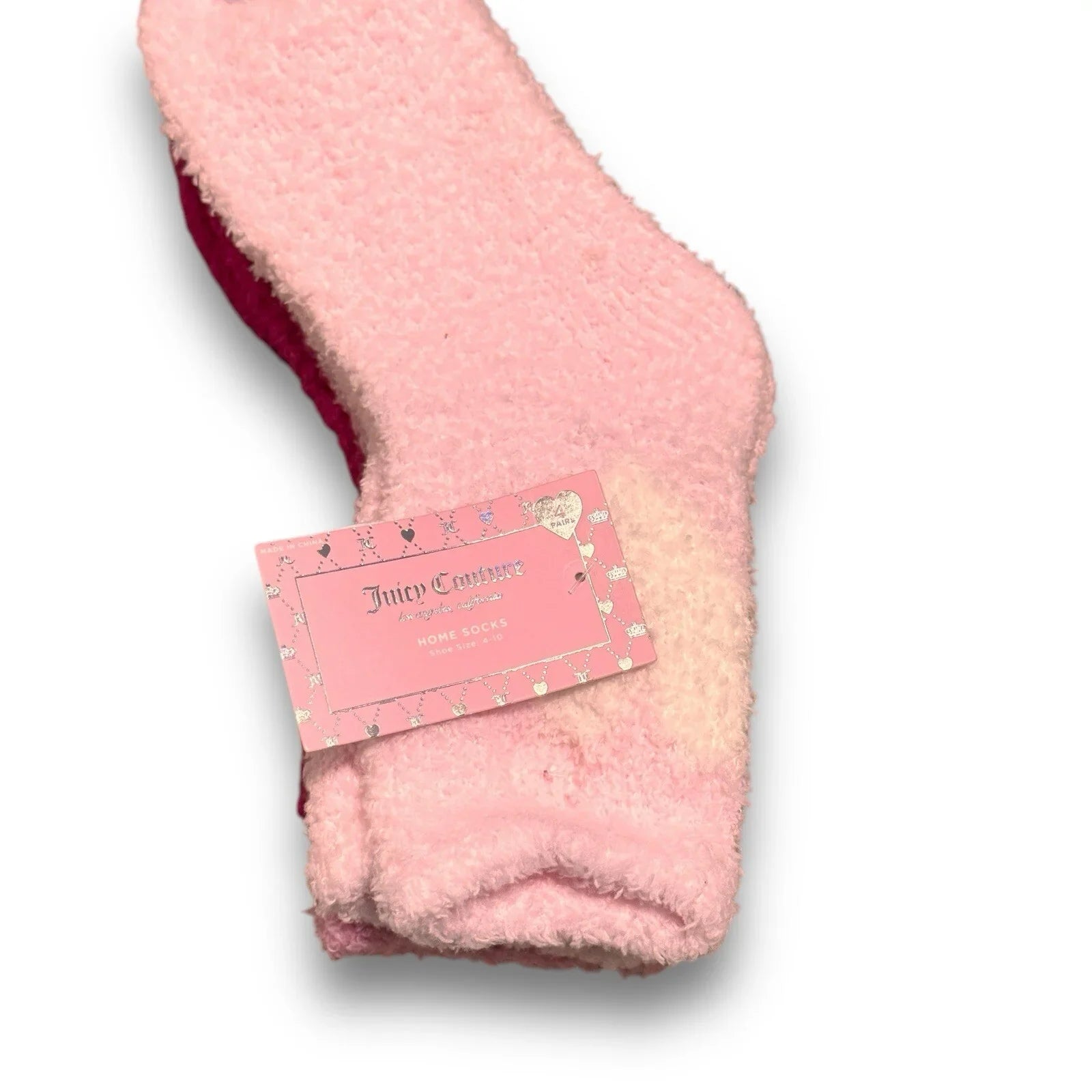 Juicy Couture Hot Pink Fuzzy Socks – 4-Pair Pack, Hearts - Trendiez U ♥
