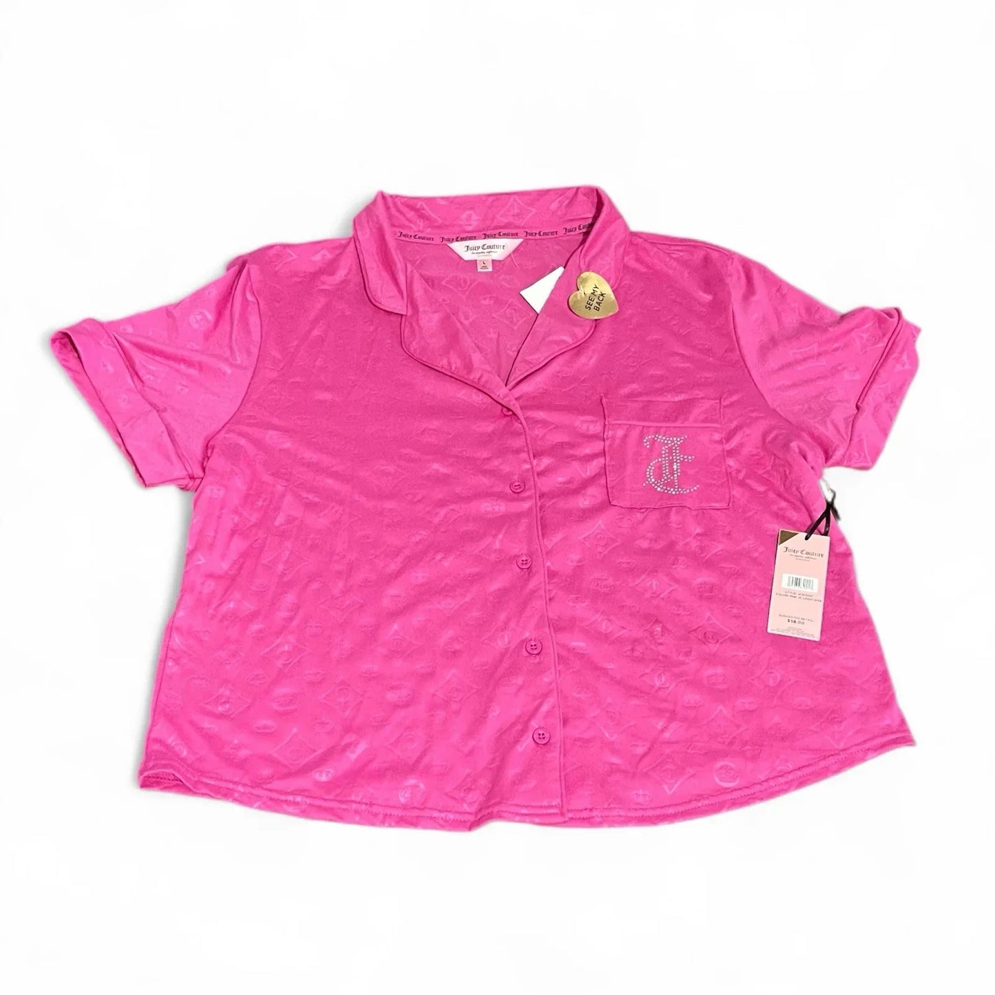 Juicy Couture Hot Pink Rhinestone Logo Pajama Set Size Large - Trendiez U ♥