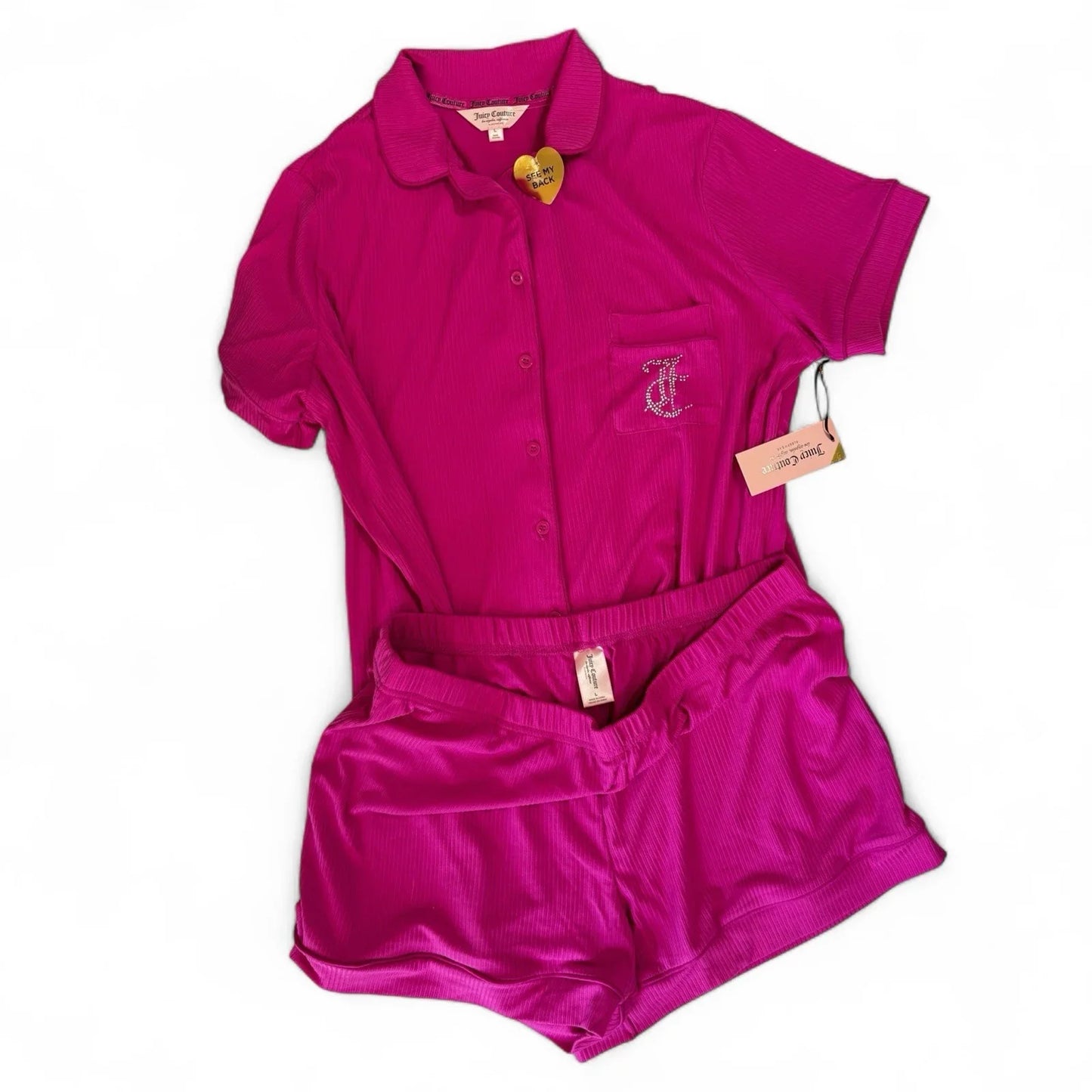 Juicy Couture Women’s Sleepwear Set – Large Pink Rhinestone Logo - Trendiez U ♥
