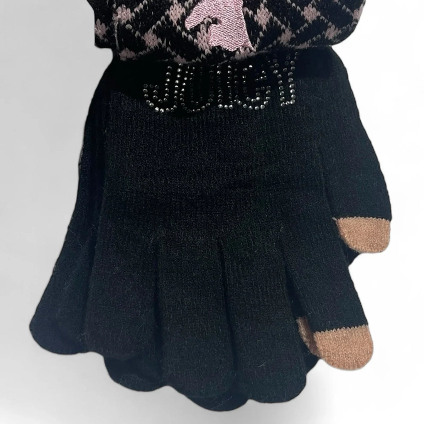 Juicy Couture Women’s Winter Gloves – 3 Pairs Pink & Black Rhinestone - Trendiez U ♥