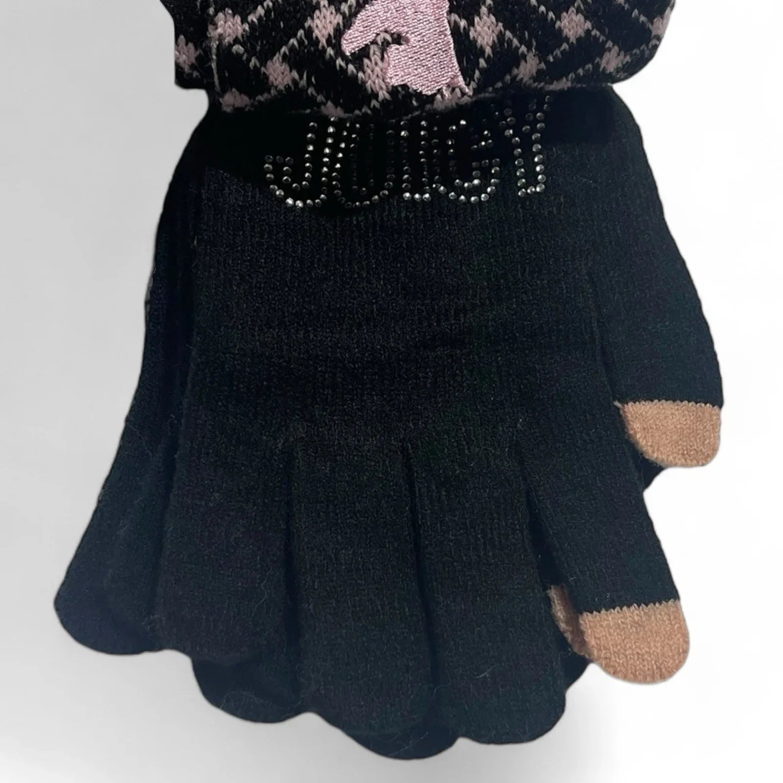 Juicy Couture Women’s Winter Gloves – 3 Pairs Pink & Black Rhinestone - Trendiez U ♥
