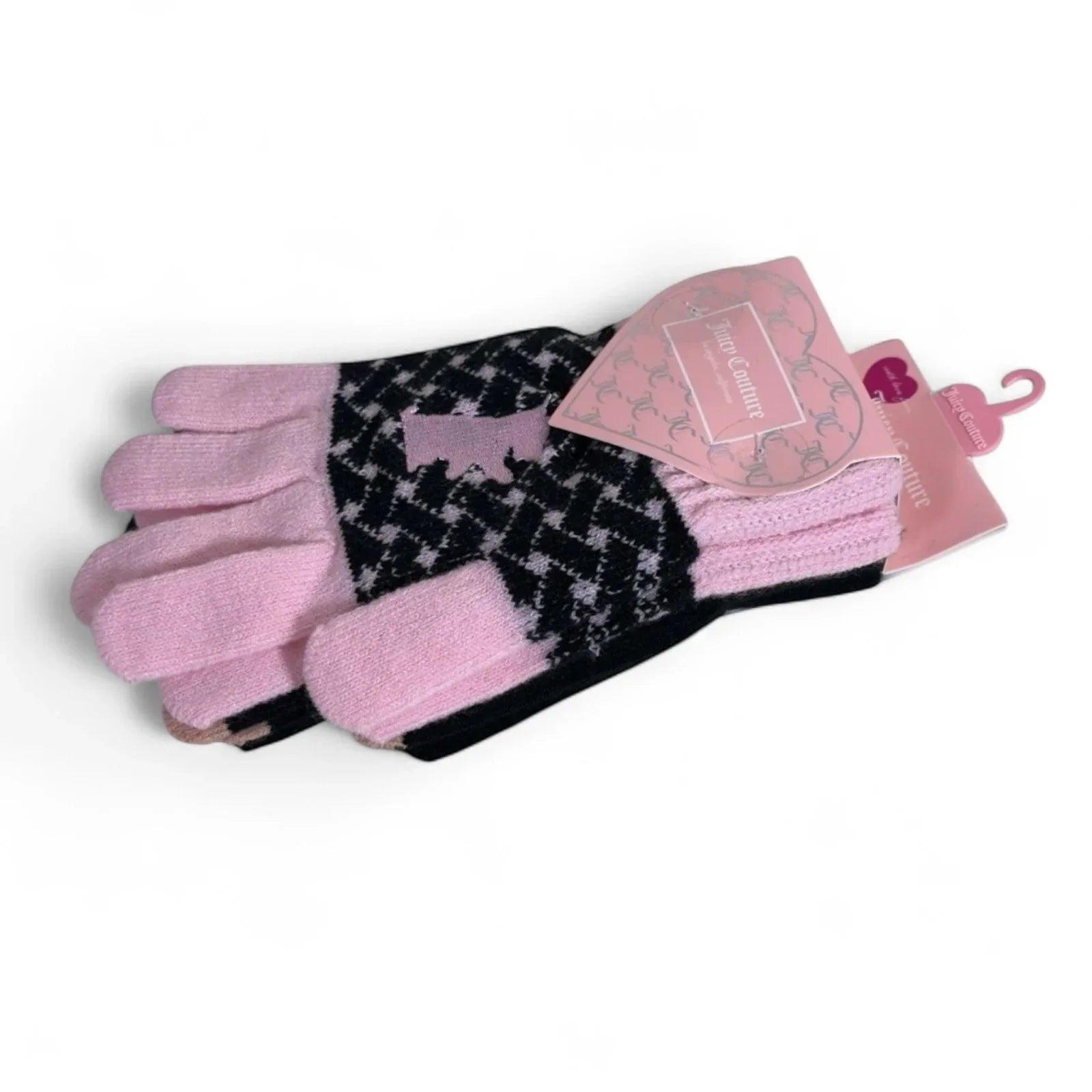 Juicy Couture Women’s Winter Gloves – 3 Pairs Pink & Black Rhinestone - Trendiez U ♥