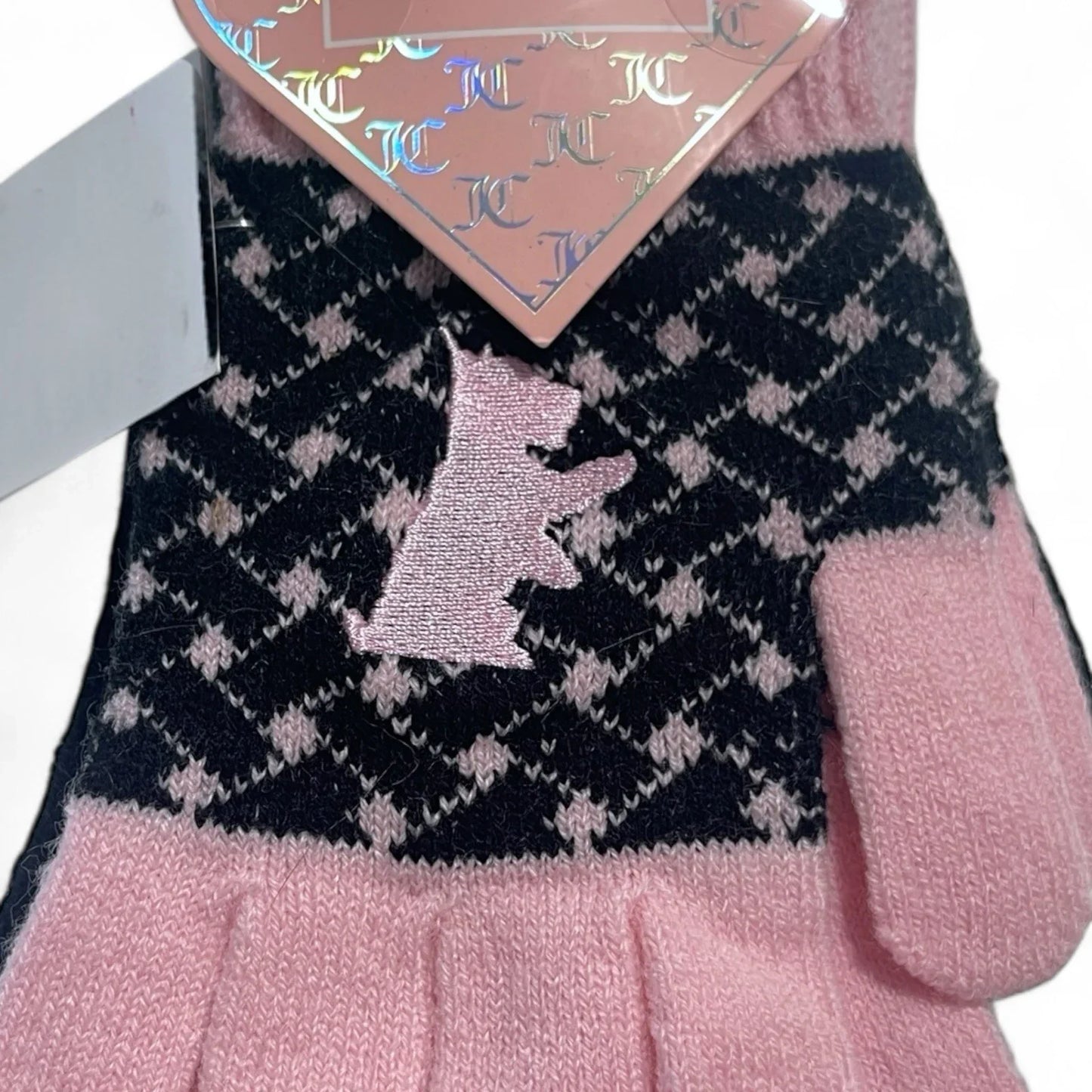 Juicy Couture Women’s Winter Gloves – 3 Pairs Pink & Black Rhinestone - Trendiez U ♥