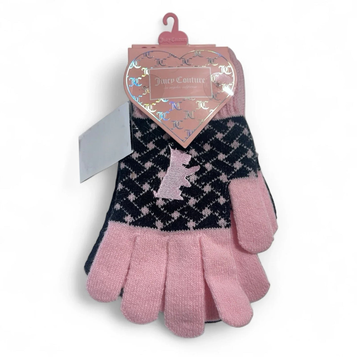 Juicy Couture Women’s Winter Gloves – 3 Pairs Pink & Black Rhinestone - Trendiez U ♥