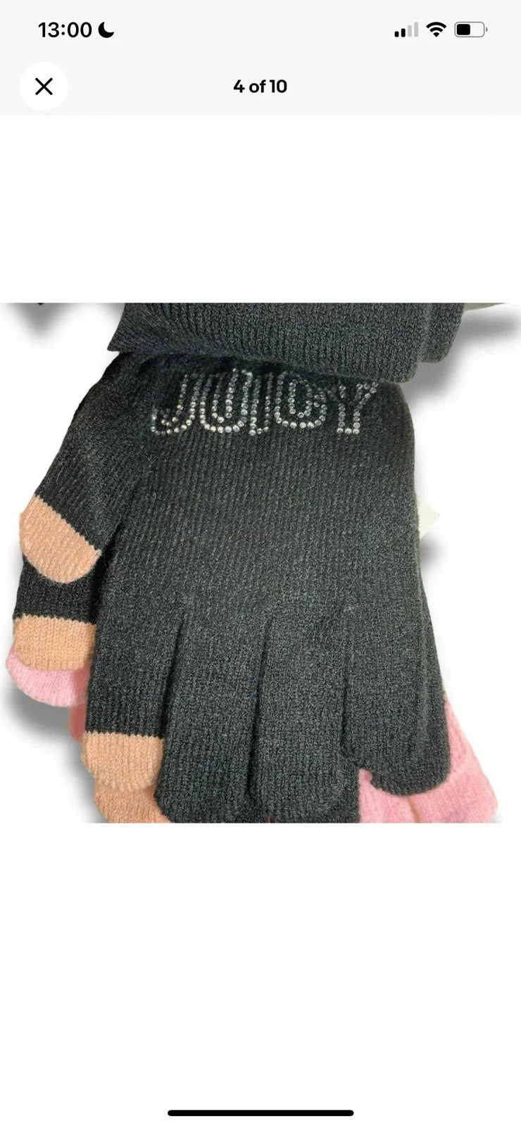 Juicy Couture Women’s Winter Gloves – 3 Pairs Pink & Black Rhinestone - Trendiez U ♥