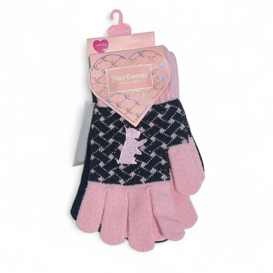 Juicy Couture Women’s Winter Gloves – 3 Pairs Pink & Black Rhinestone - Trendiez U ♥