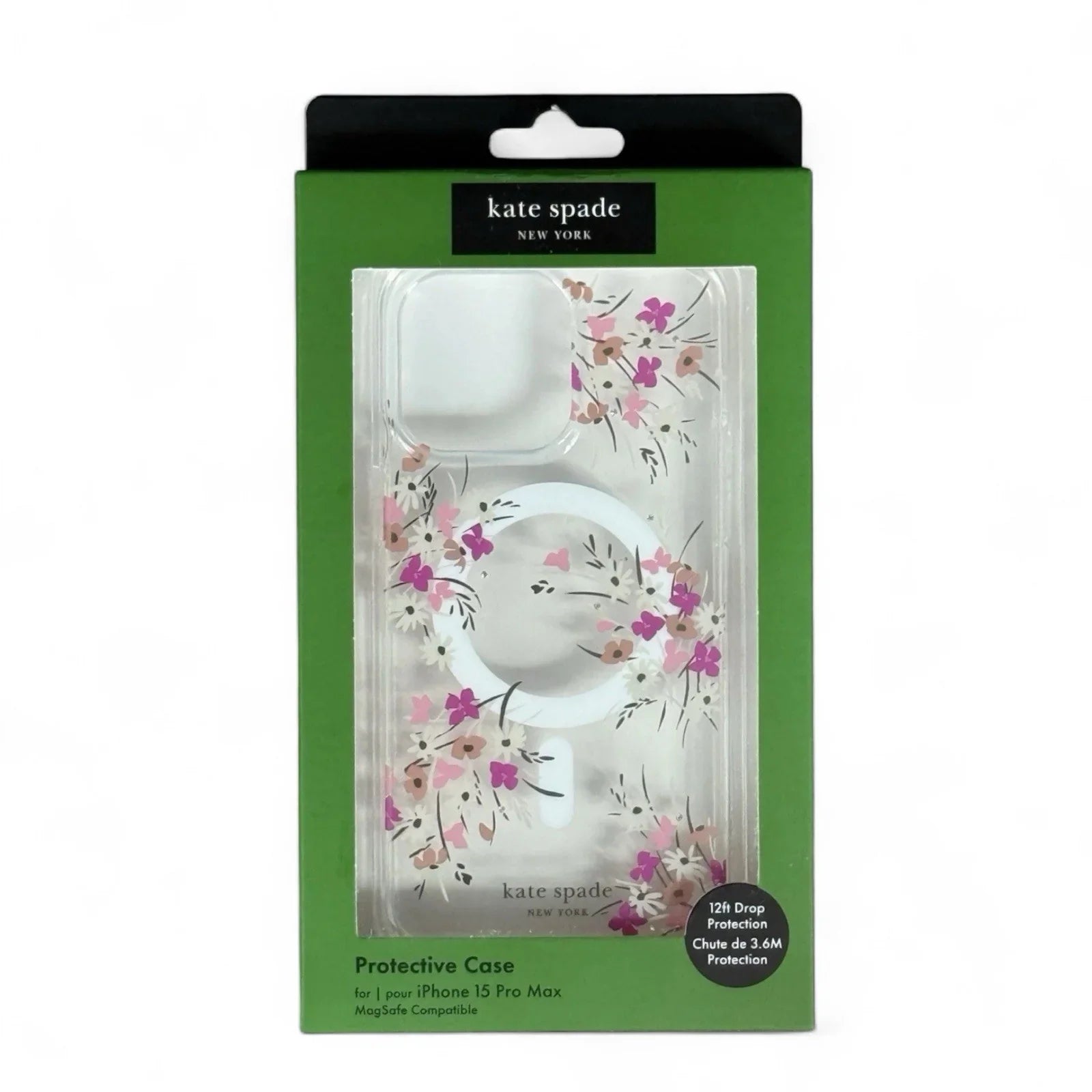 Kate Spade iPhone 15 Pro Max Case w/MagSafe - Small Pink & Magenta Flowers - Trendiez U ♥