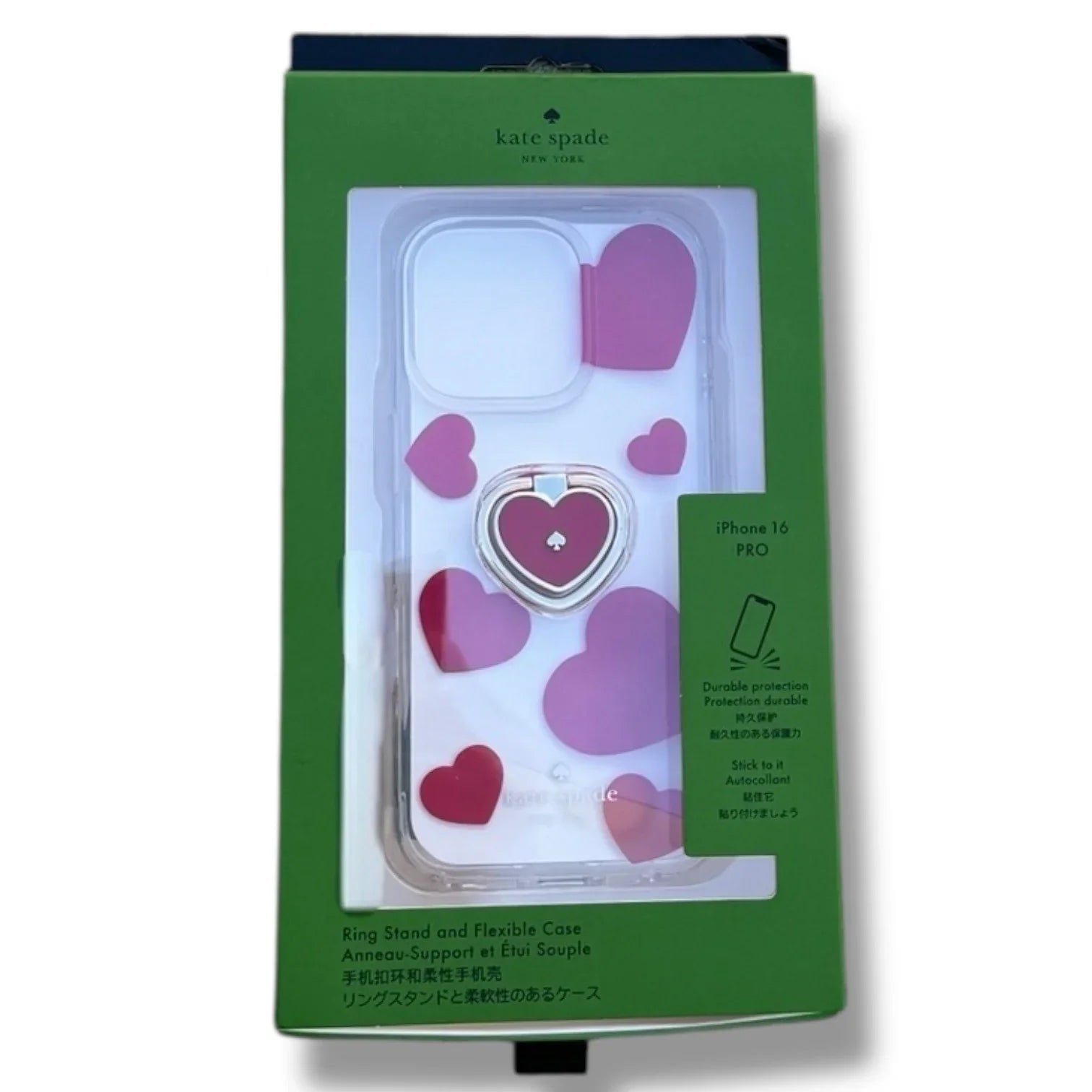 Kate Spade iPhone 16 Pro Case – Love Shack Heart Design - Ring Stand - Trendiez U ♥