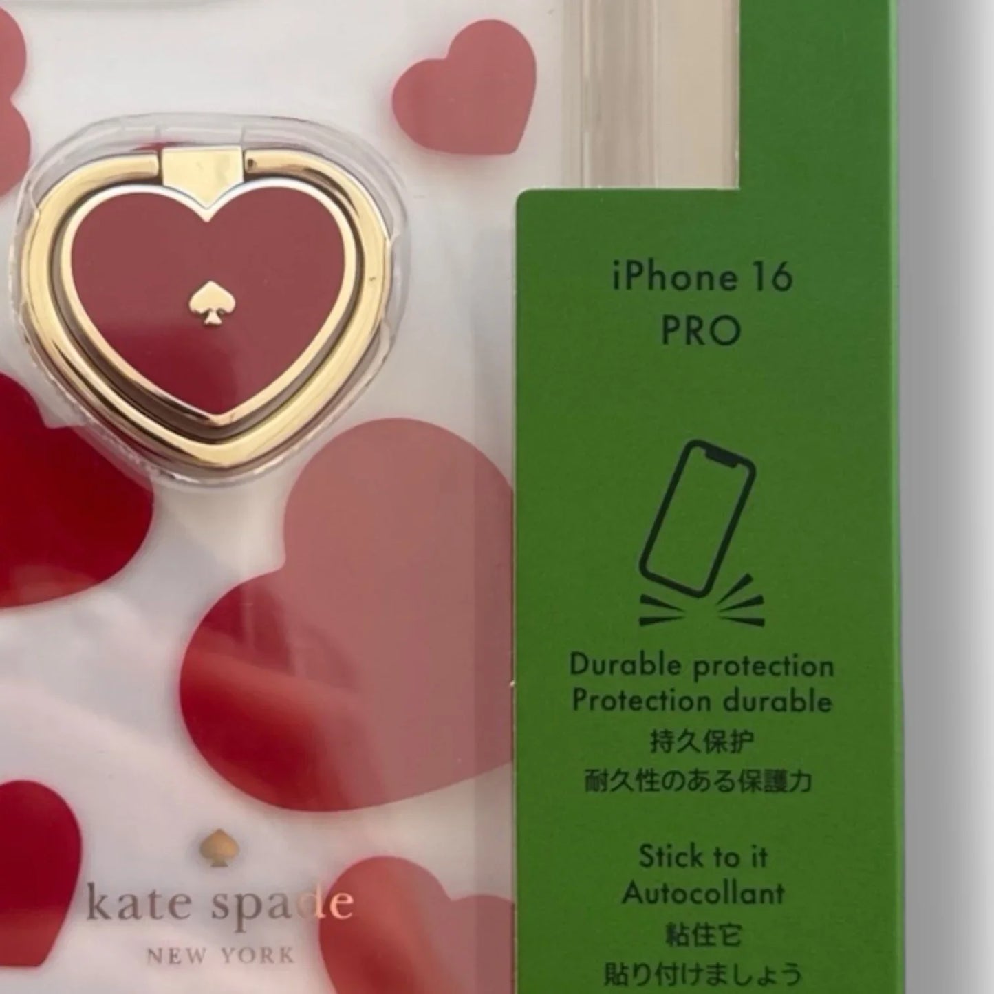 Kate Spade iPhone 16 Pro Case – Love Shack Heart Design - Ring Stand - Trendiez U ♥