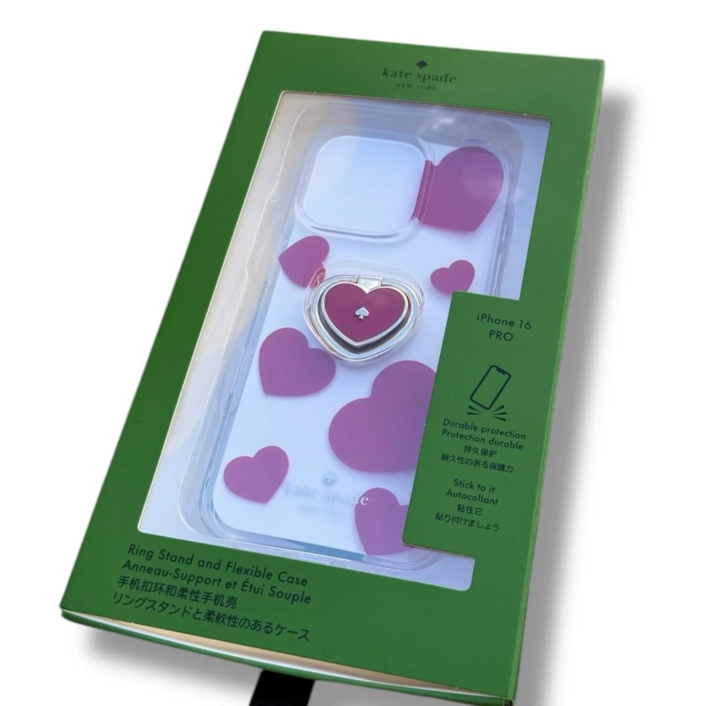Kate Spade iPhone 16 Pro Case – Love Shack Heart Design - Ring Stand - Trendiez U ♥