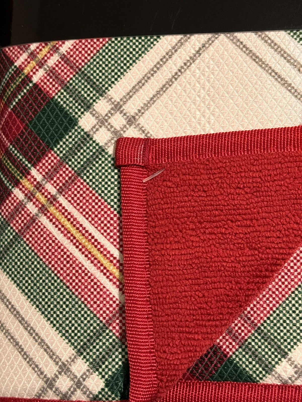 KITCHEN DISH DRYING MATS (2) PLAID CHRISTMAS RED REVERSIBLE 16 X 22 RALPH LAUREN - Trendiez U ♥