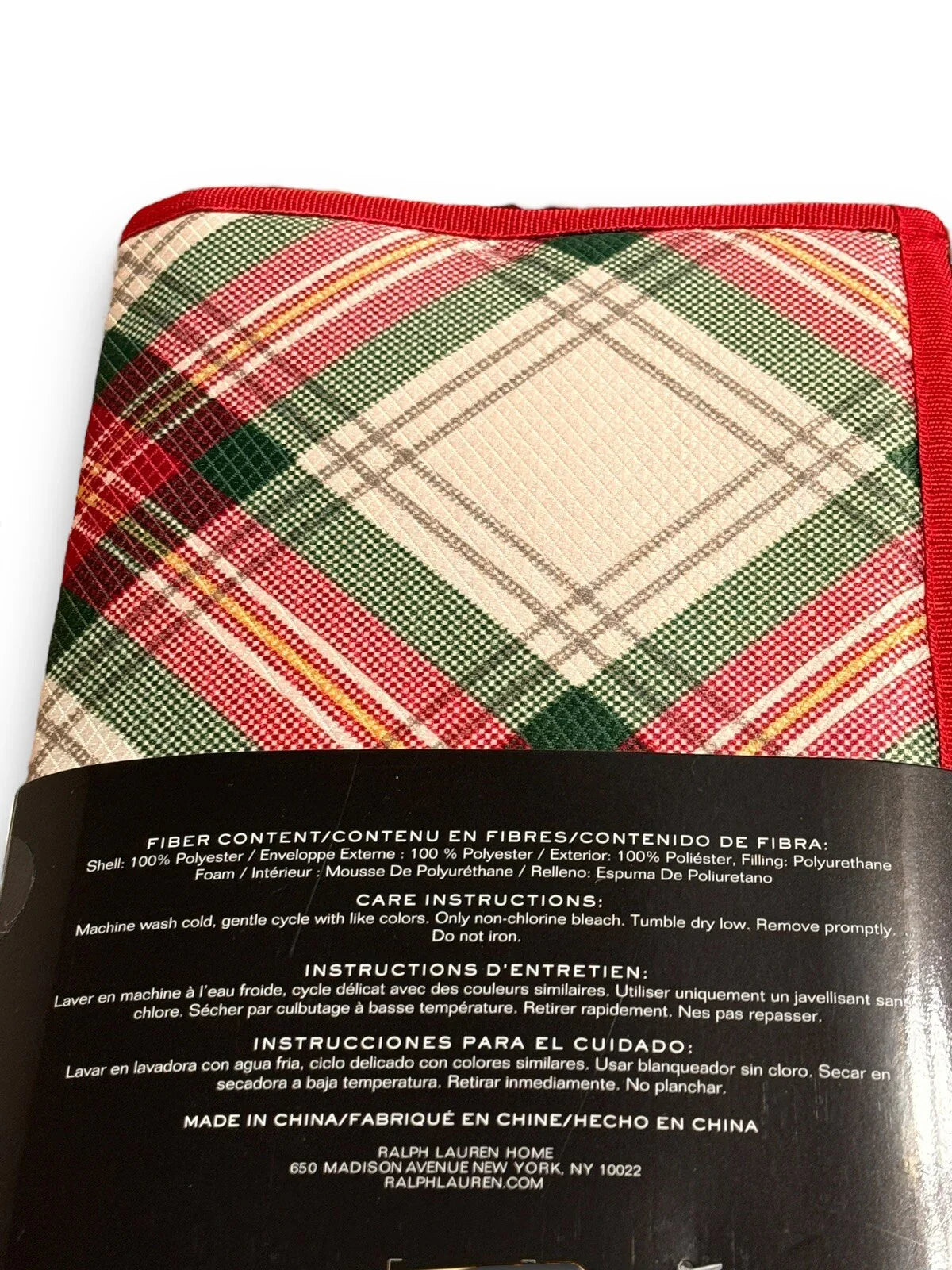 KITCHEN DISH DRYING MATS (2) PLAID CHRISTMAS RED REVERSIBLE 16 X 22 RALPH LAUREN - Trendiez U ♥