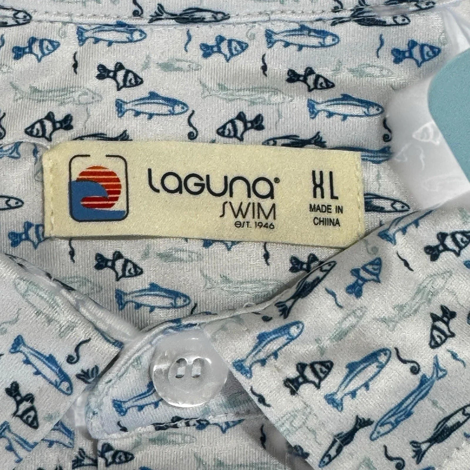 Laguna Men’s Activewear Set – Swim Shorts & Polo, Fish Print XL - Trendiez U ♥