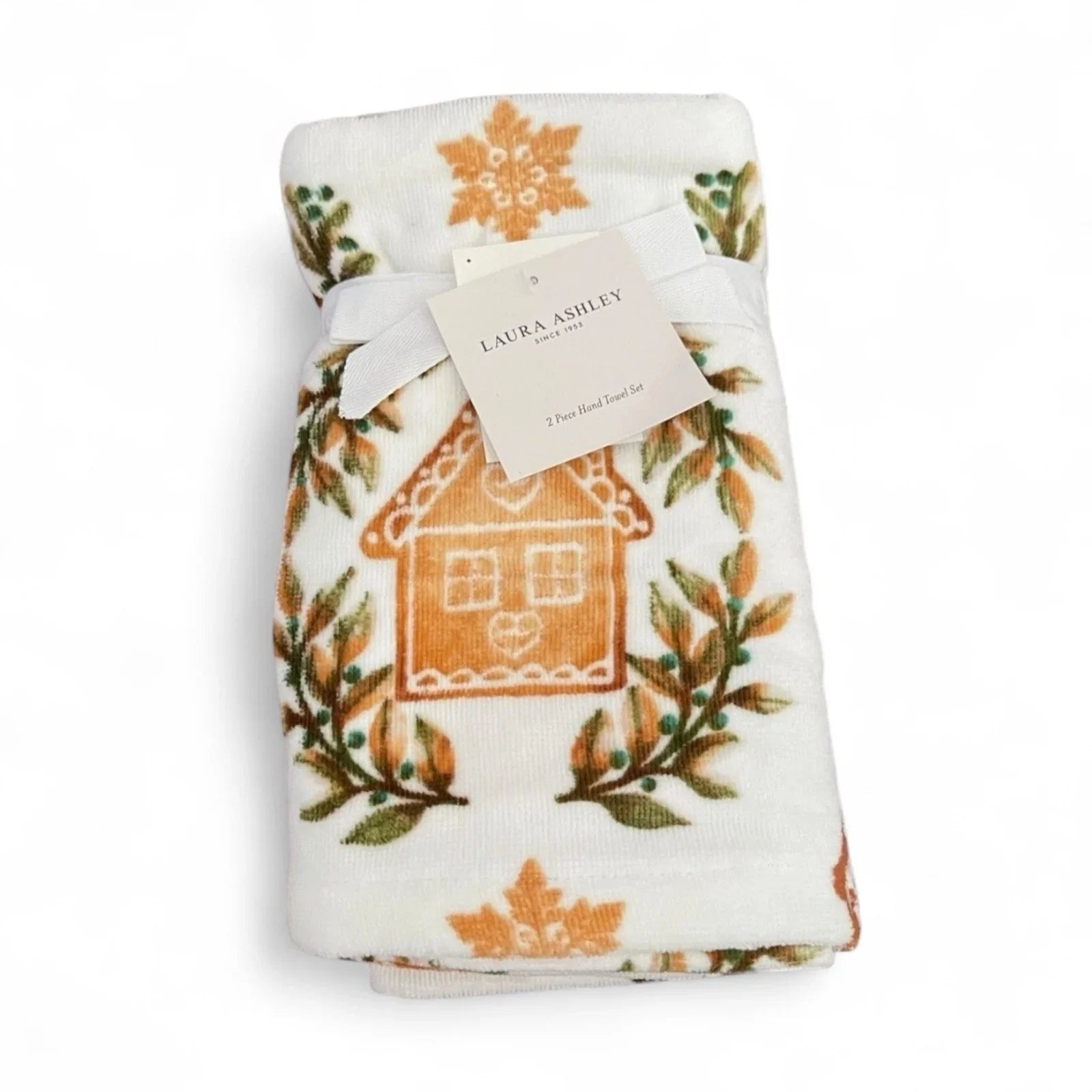 Laura Ashley Bath Towel Set of 4 Gingerbread House Cotton Velour SUPER SOFT - Trendiez U ♥