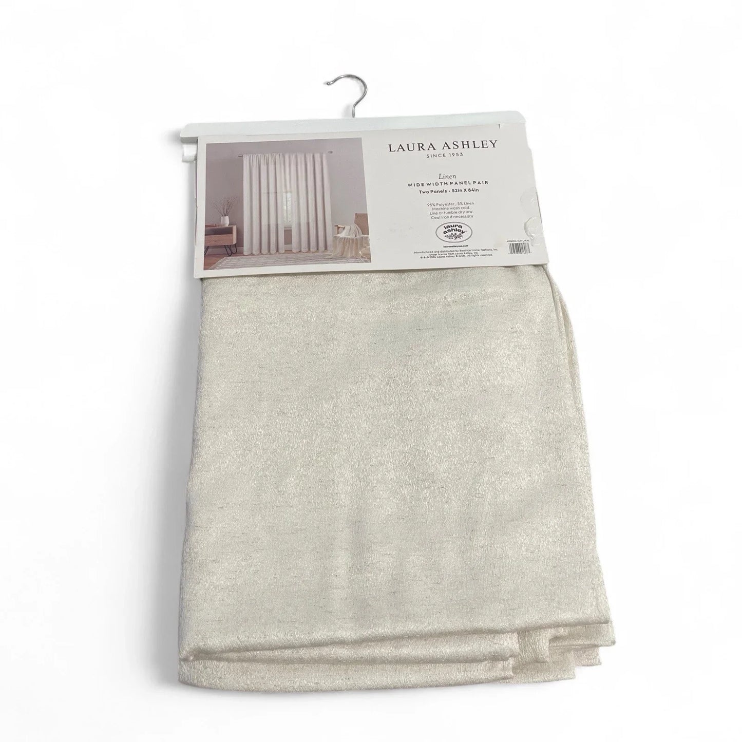 Laura Ashley Ivory Curtain Panel Set of 2 52x84” Elegant Shimmery Wide Width - Trendiez U ♥