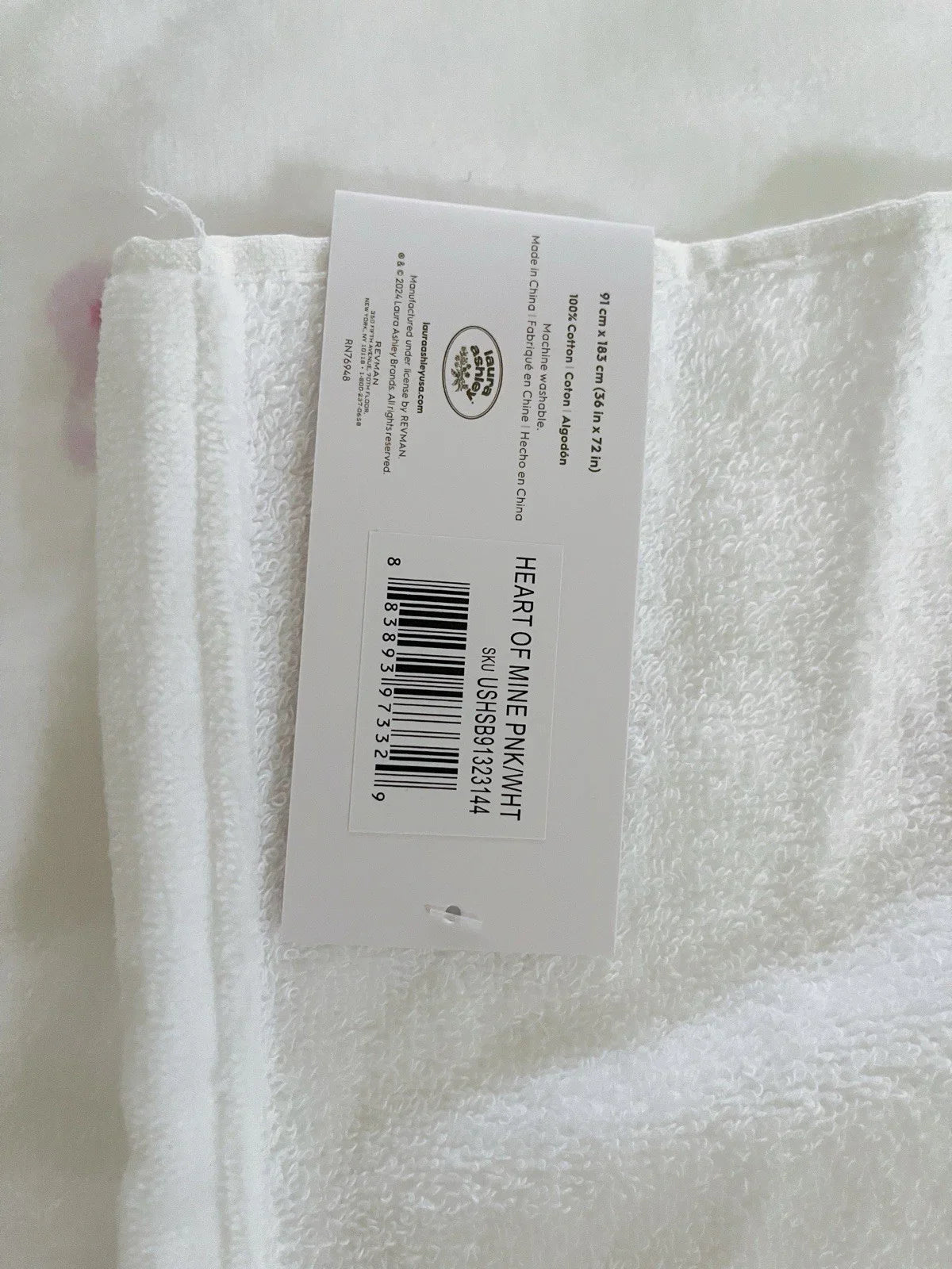 Laura Ashley Pink Bows Bath Beach Towel Pink White 36 x 72" XL “Heart Of Mine” - Trendiez U ♥
