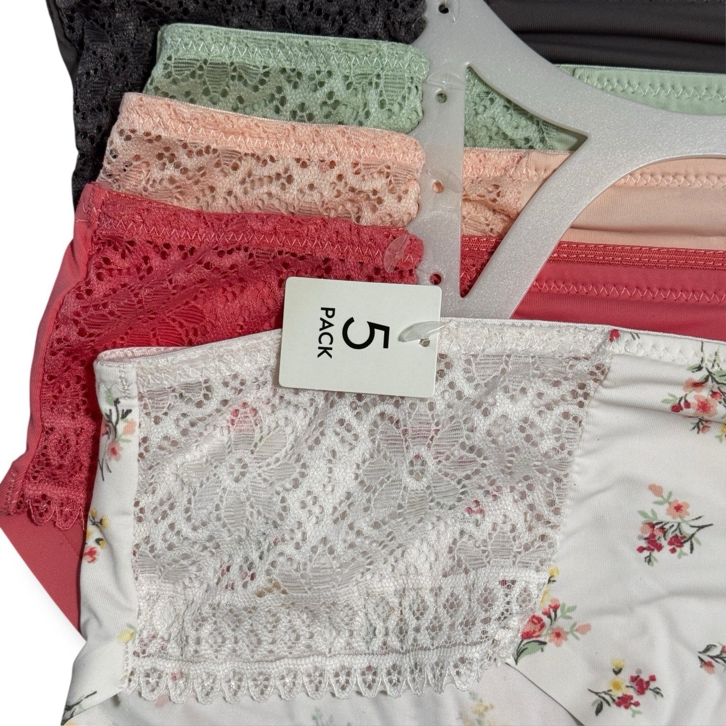 Laura Ashley Women’s Lace Panties – 5-Pair Floral Nylon Blend, Size Large - Trendiez U ♥