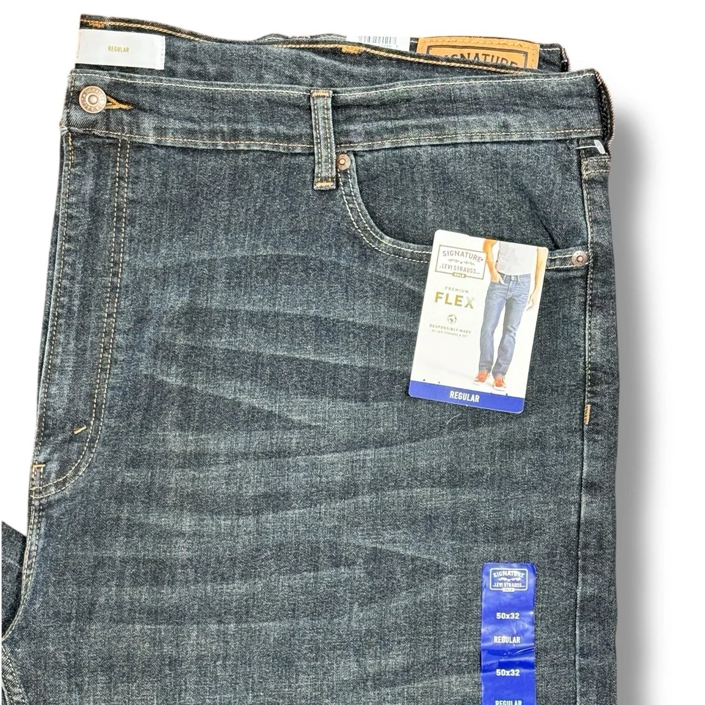Levi Strauss Flex Relaxed Straight Leg Jeans Mens Sz 50x32 Blue Denim - Trendiez U ♥
