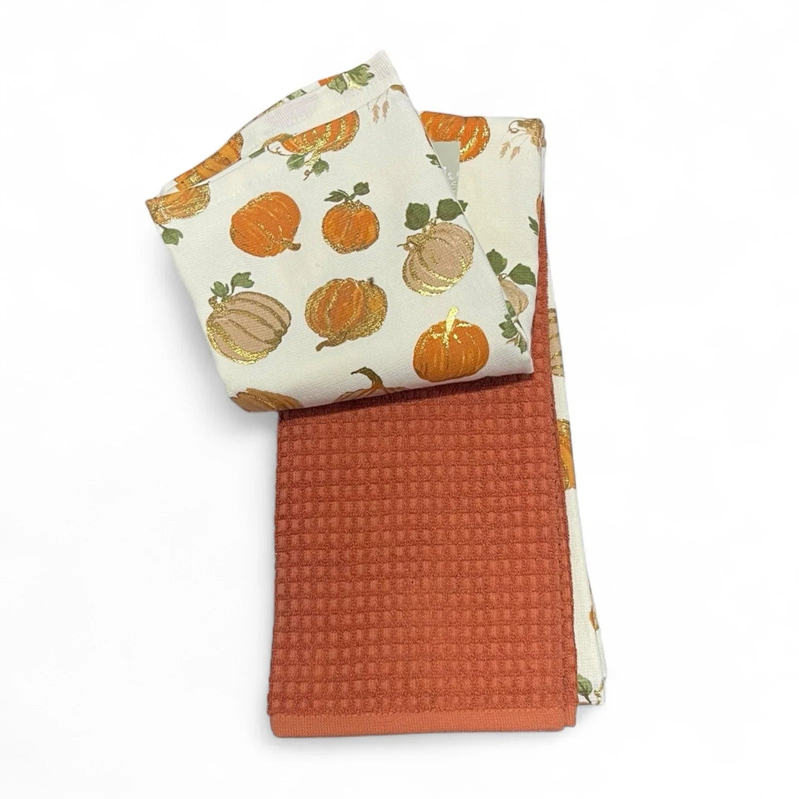 Lillian August Gold Pumpkin Kitchen Towels – Set of 3, French Farmhouse - Trendiez U ♥