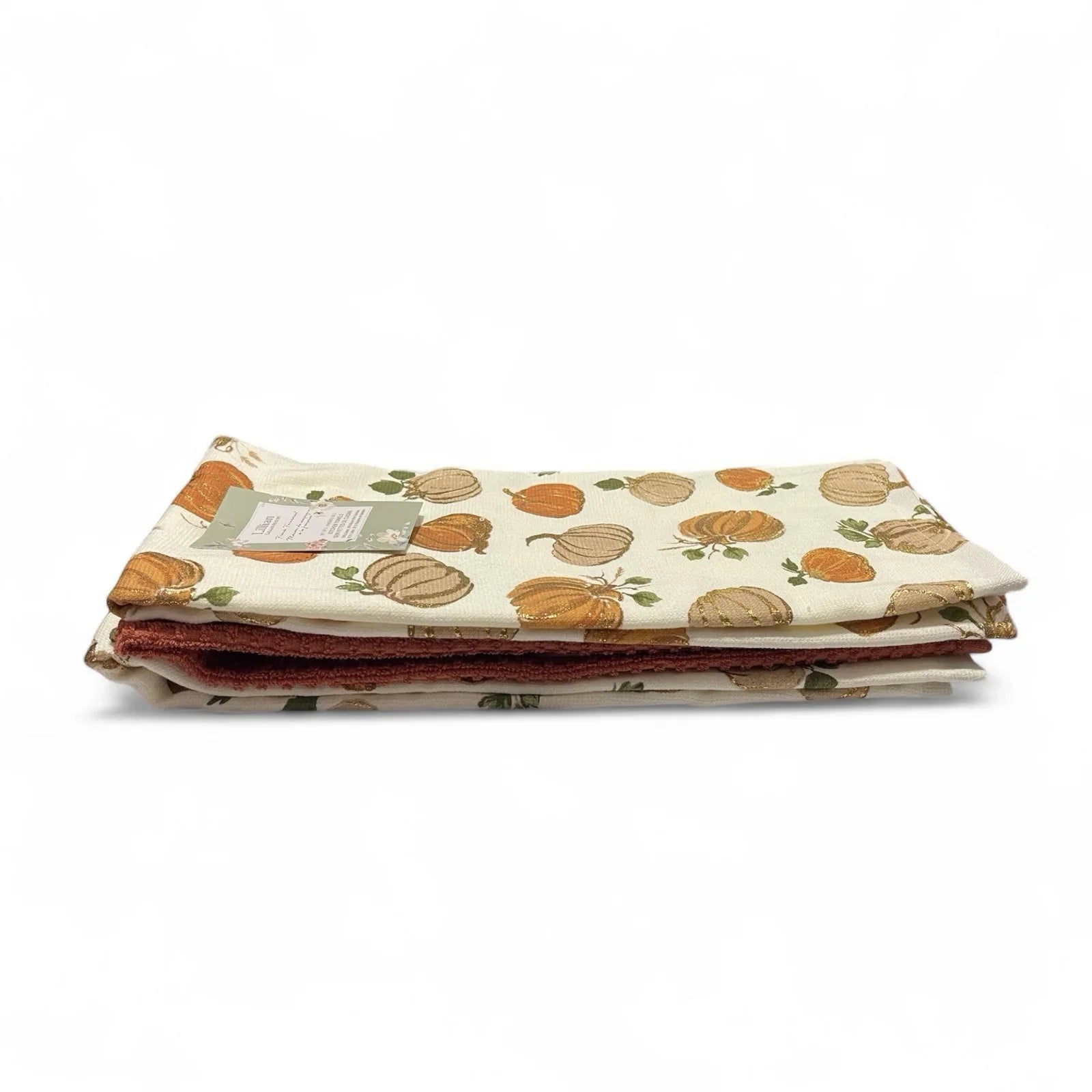 Lillian August Gold Pumpkin Kitchen Towels – Set of 3, French Farmhouse - Trendiez U ♥