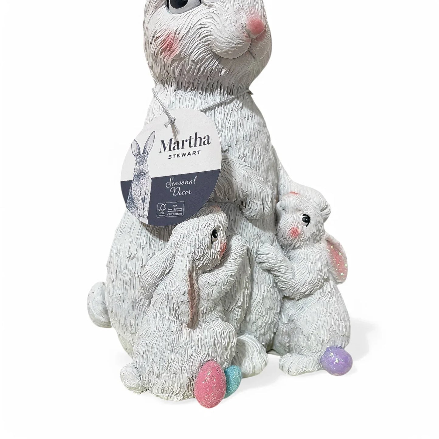 Martha Stewart 11” Resin Bunny with Baby Bunnies Easter Spring Decor Figurine - Trendiez U ♥