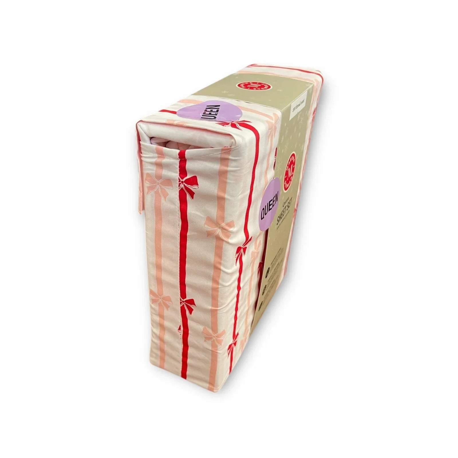 Martha Stewart 4pc Bows and Ribbons Christmas Queen Sheet Set 100% Cotton NWT - Trendiez U ♥