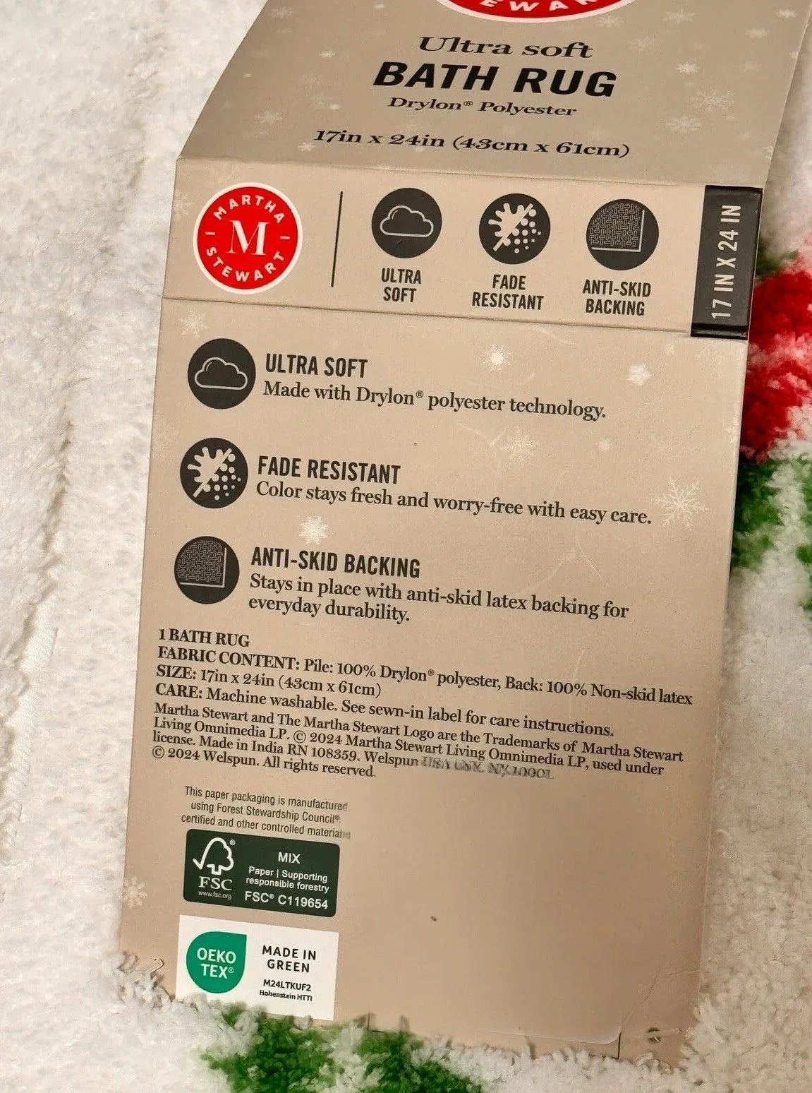 Martha Stewart Christmas Bathroom Mat Set – 2 Piece Anti-Skid - Trendiez U ♥