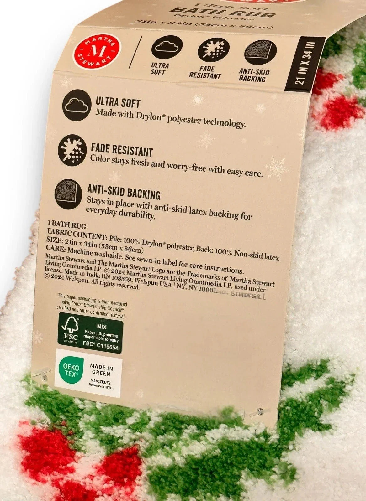 Martha Stewart Christmas Bathroom Mat Set – 2 Piece Anti-Skid - Trendiez U ♥