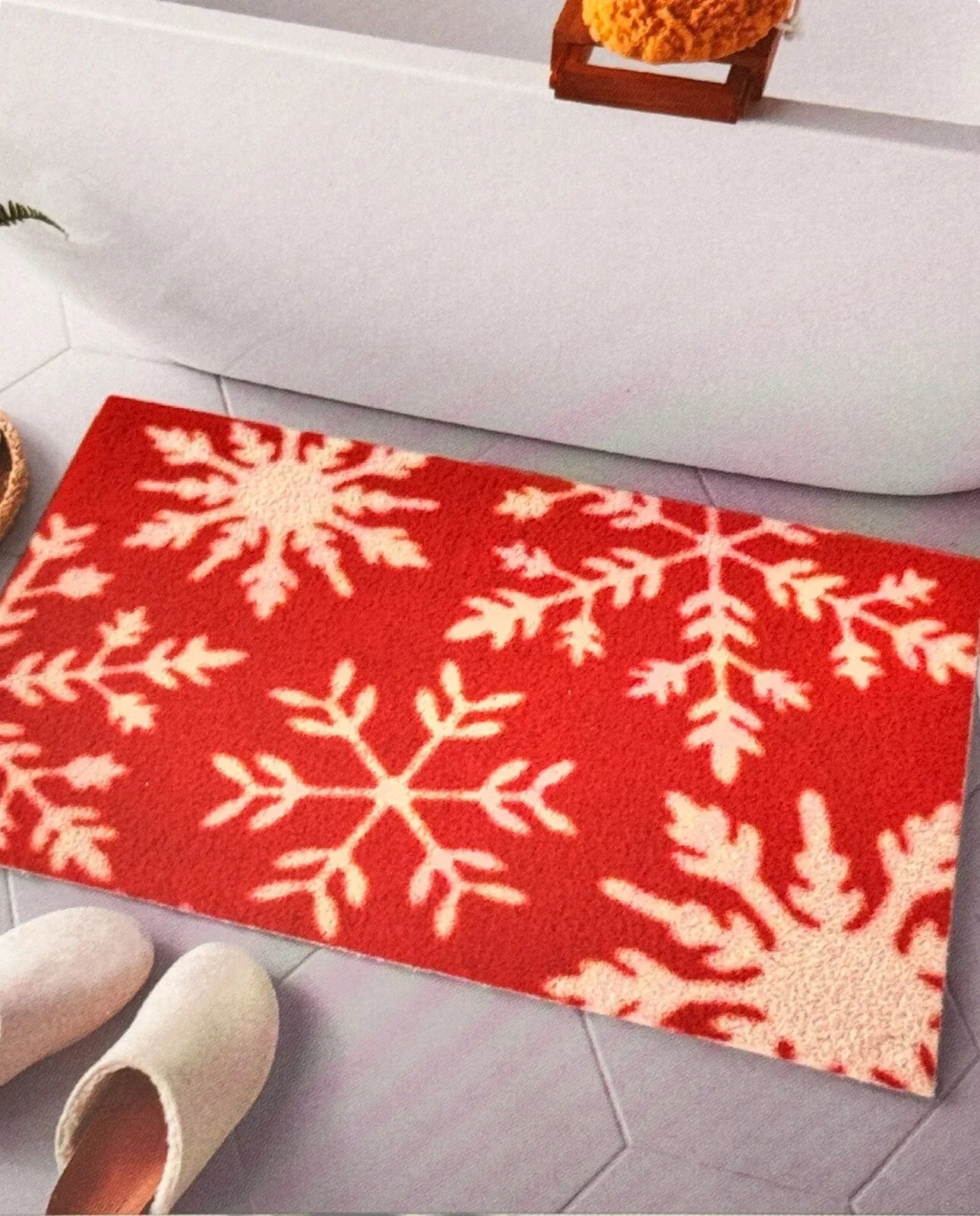 MARTHA STEWART CHRISTMAS RED SNOWFLAKE ULTRA SOFT BATH RUG CARPET,FLOOR MAT - Trendiez U ♥