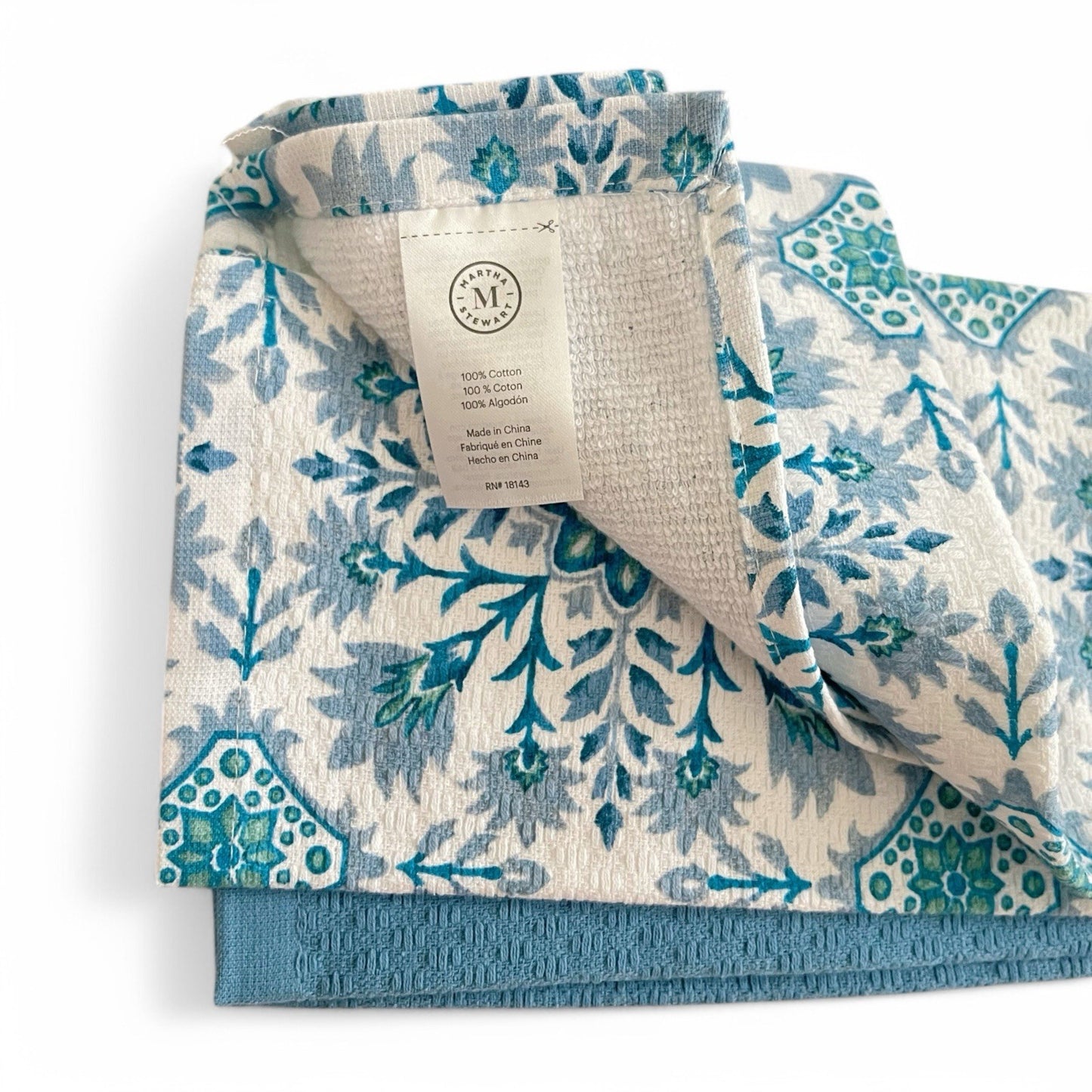 Martha Stewart Dual Purpose Blue Floral Kitchen Towel Set of 3 Boho Spring - Trendiez U ♥