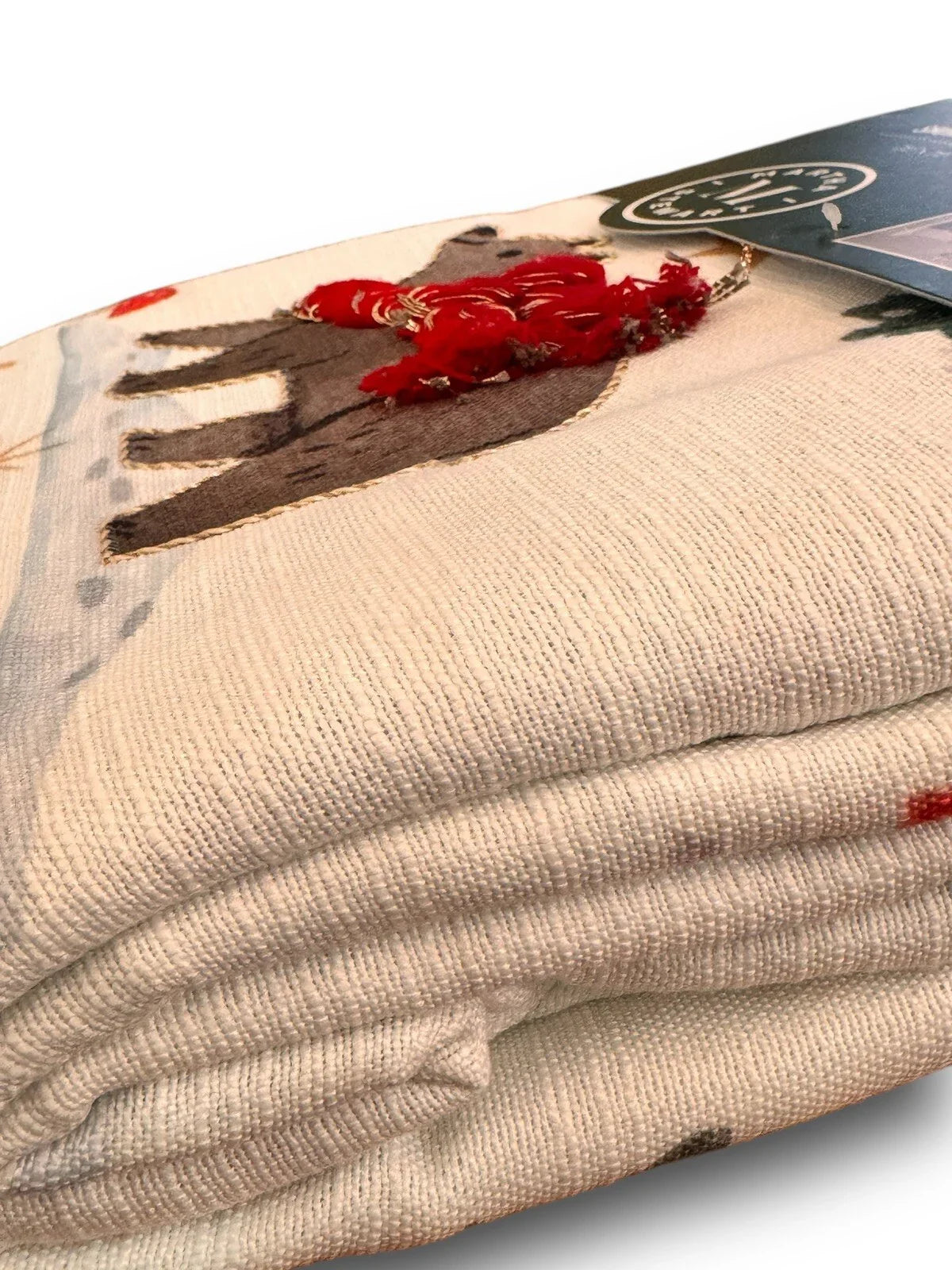 Martha Stewart Embroidered Holiday Bear Santa Heavy Fabric Shower Curtain 72x72 - Trendiez U ♥