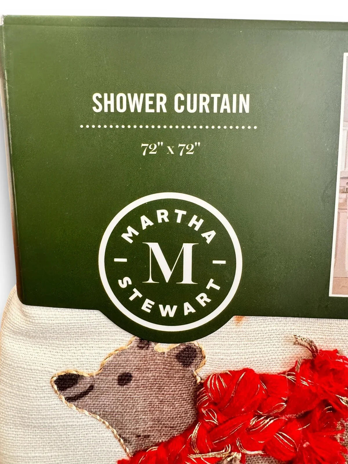 Martha Stewart Embroidered Holiday Bear Santa Heavy Fabric Shower Curtain 72x72 - Trendiez U ♥