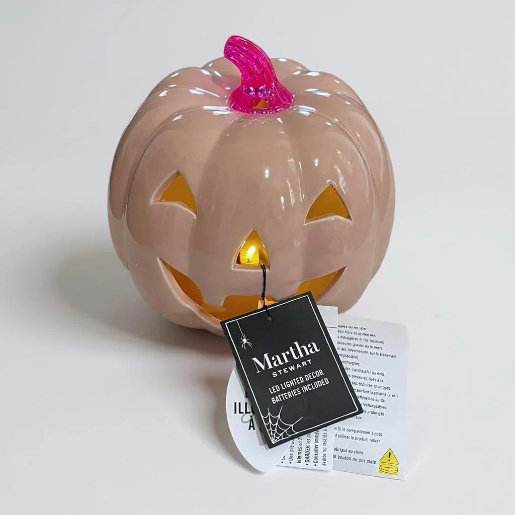 Martha Stewart Pink Halloween Jack-O’-Lantern – Ceramic LED Pumpkin - Trendiez U ♥