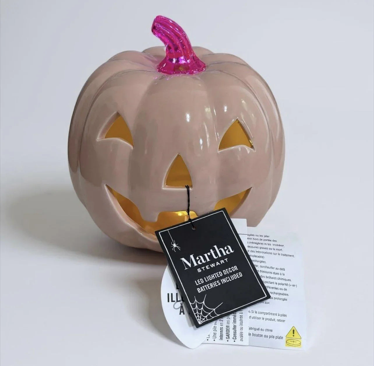 Martha Stewart Pink Halloween Jack-O’-Lantern – Ceramic LED Pumpkin - Trendiez U ♥
