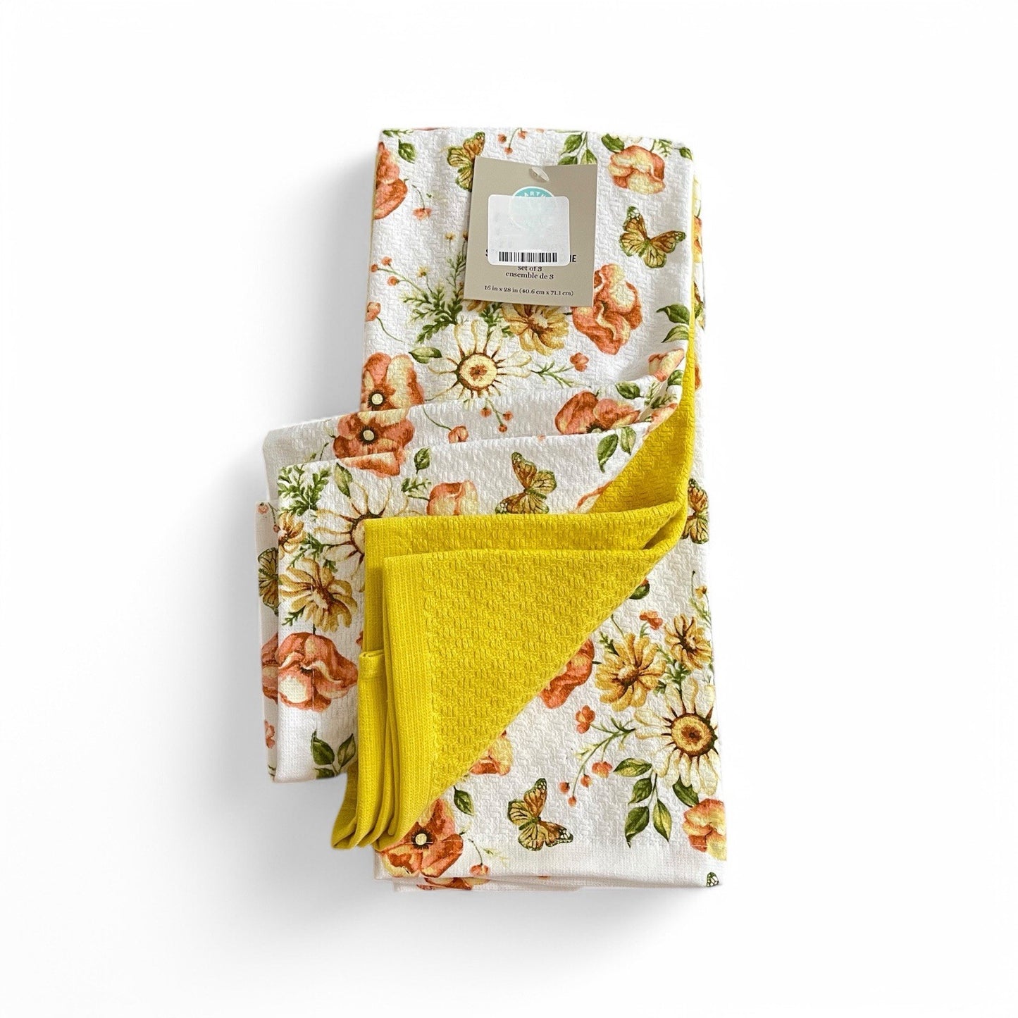 Martha Stewart Spring Floral Kitchen Towel Set Of 3 100% Cotton Dual Purpose - Trendiez U ♥